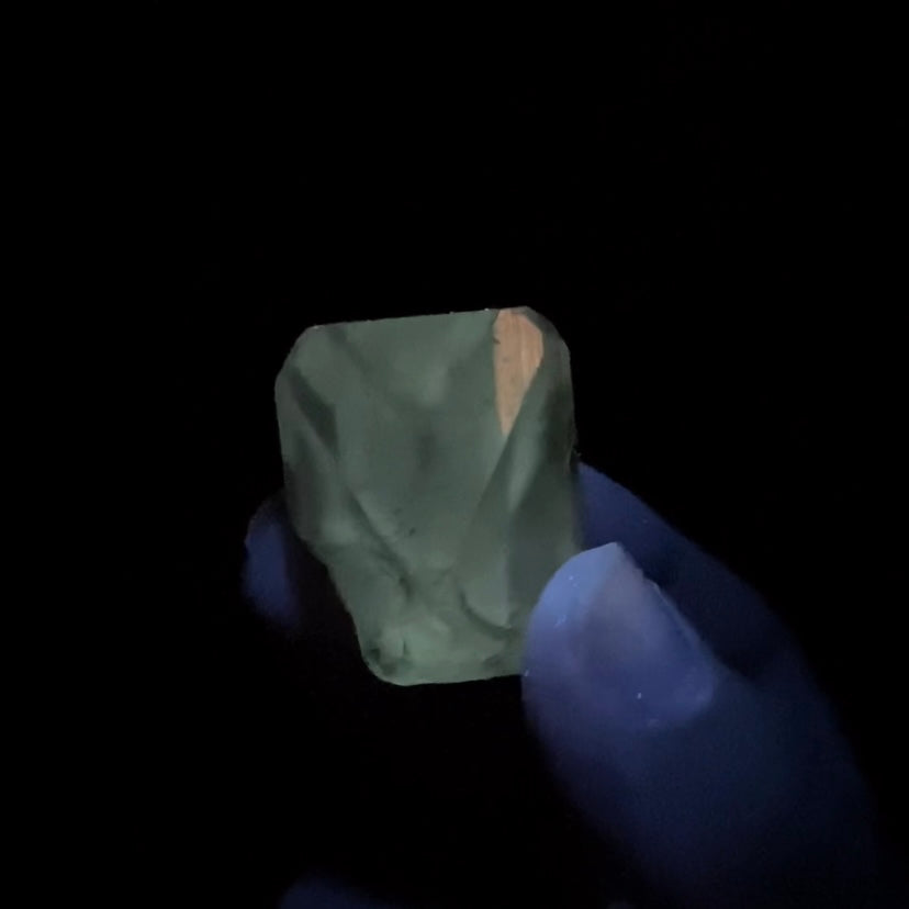 Fluorescent Clear Topaz Crystal with Chisel Shaped Termination
