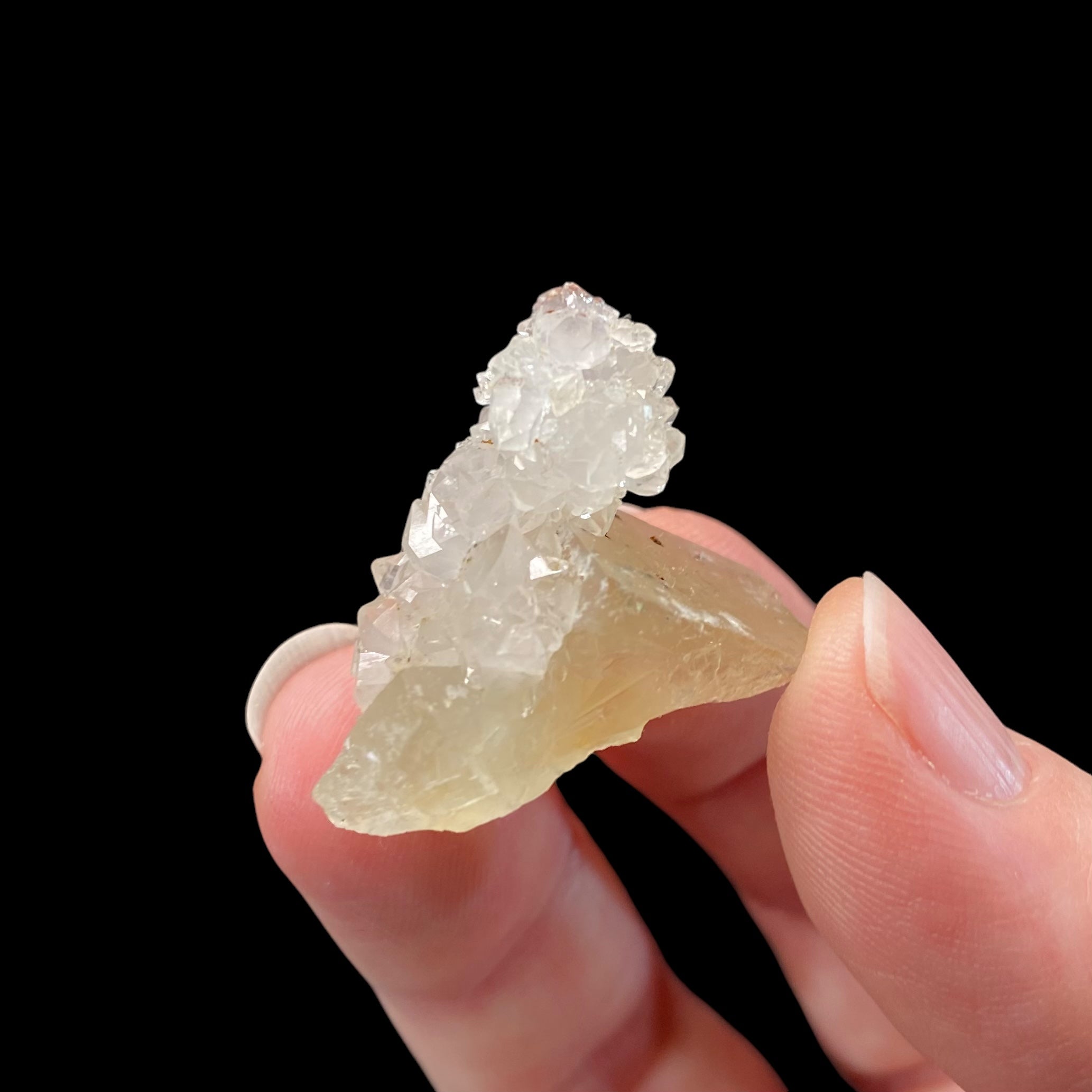 Pale Yellow Fluorite with Clear Quartz Crystals