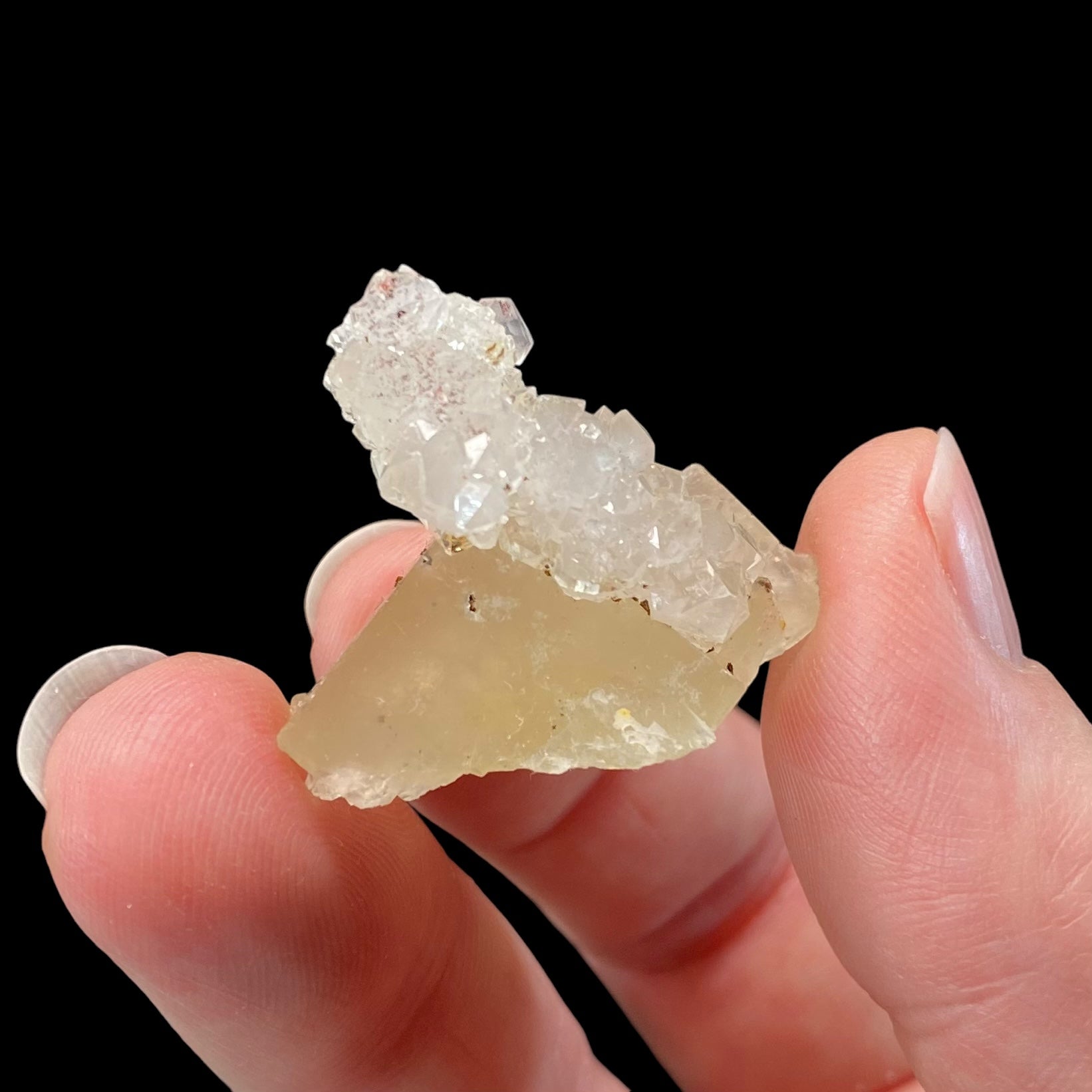 Pale Yellow Fluorite with Clear Quartz Crystals