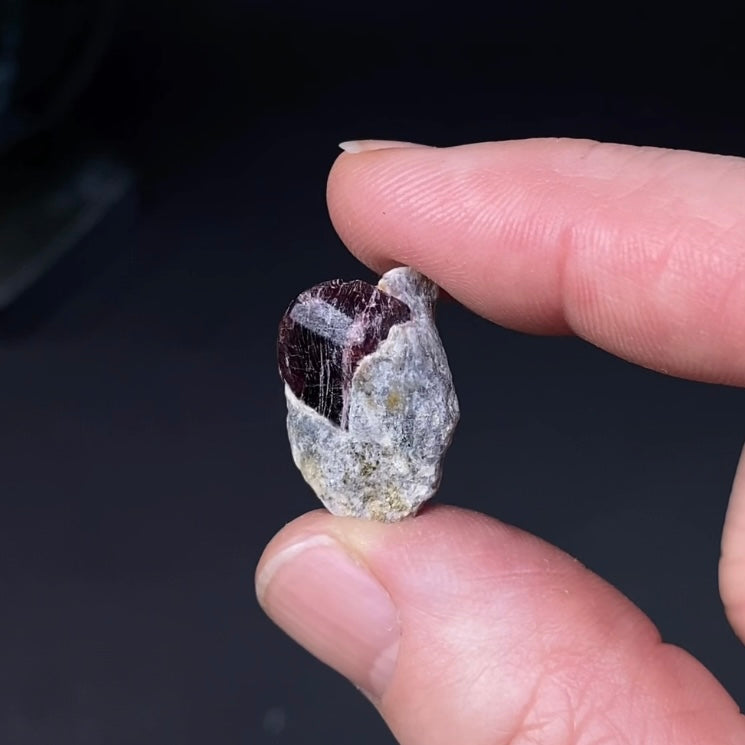 Red Garnet Crystal on Mica Schist Specimen from Pakistan