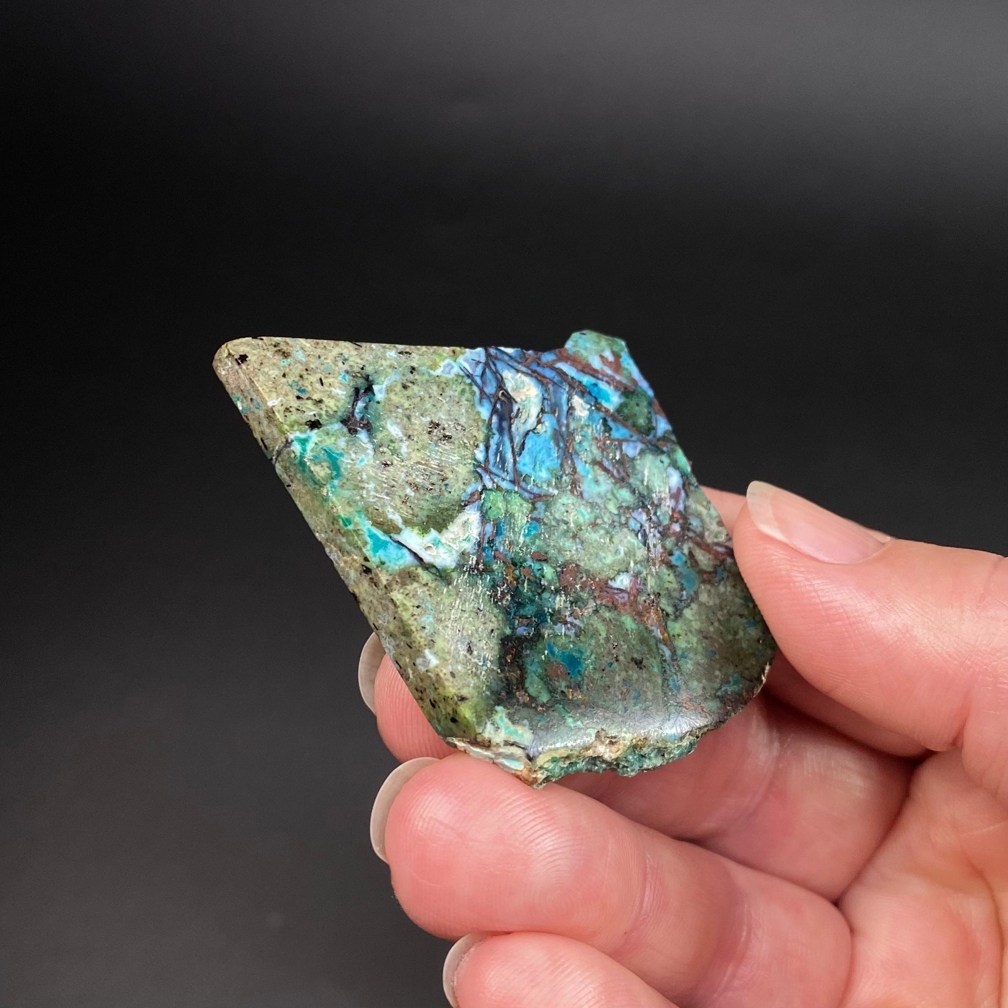 Chrysocolla & Copper Indonesian Copper Web with Matrix Polished Slab