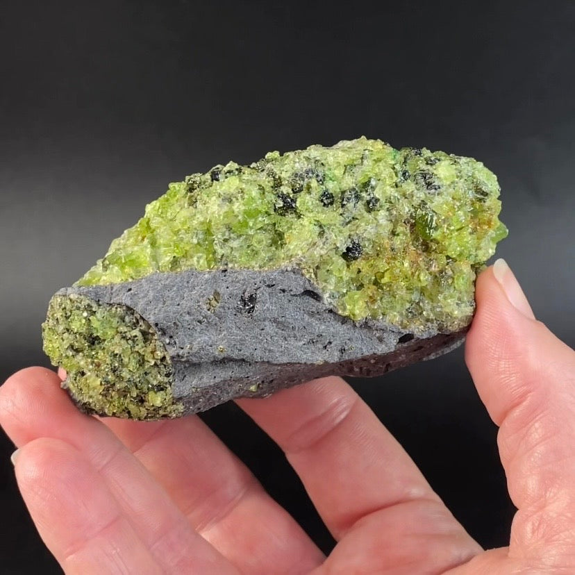 Peridot Crystals on Basalt Matrix from San Carlos, Globe, Arizona