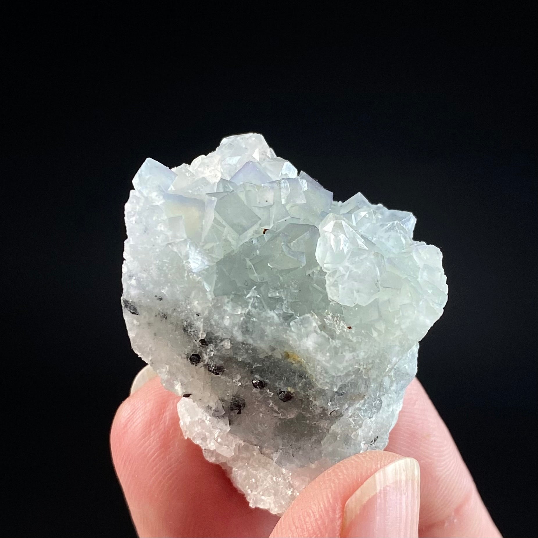 Pale Green Cubic Fluorite Cluster from El Hammam Mine, Morocco