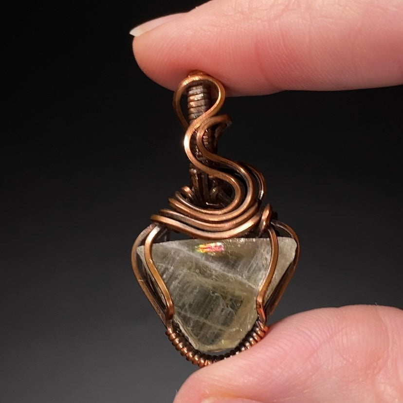 Reversible Turkish Diaspore Zultanite & Copper Wire Wrapped Pendant