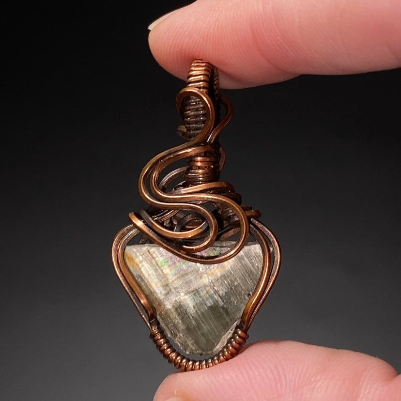 Reversible Turkish Diaspore Zultanite & Copper Wire Wrapped Pendant