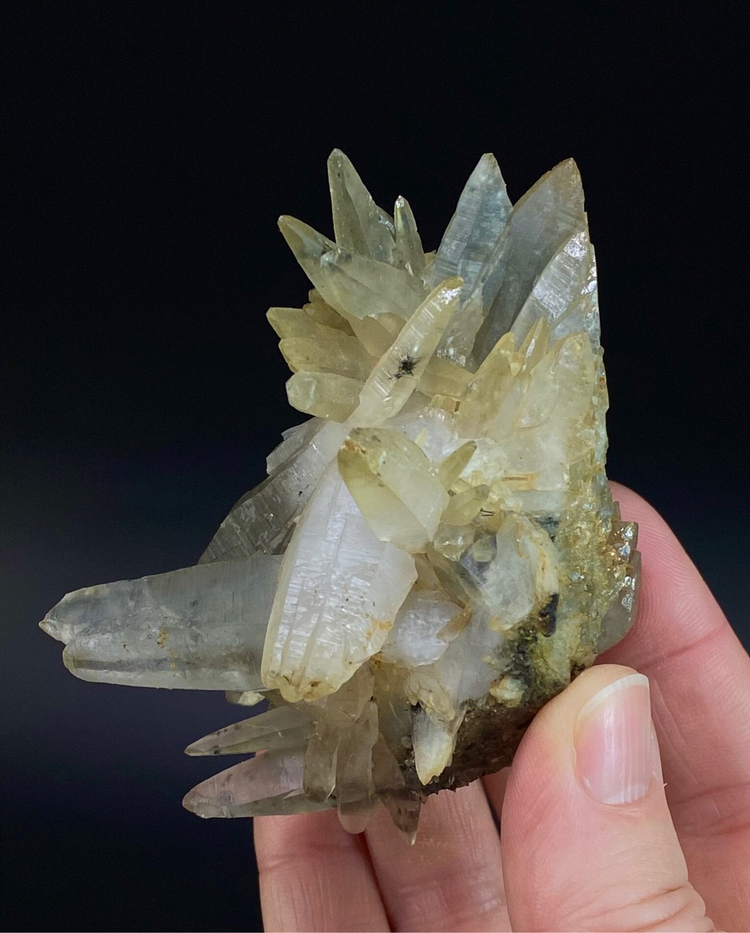 Laser Quartz Crystal Cluster with Hematite Inclustions