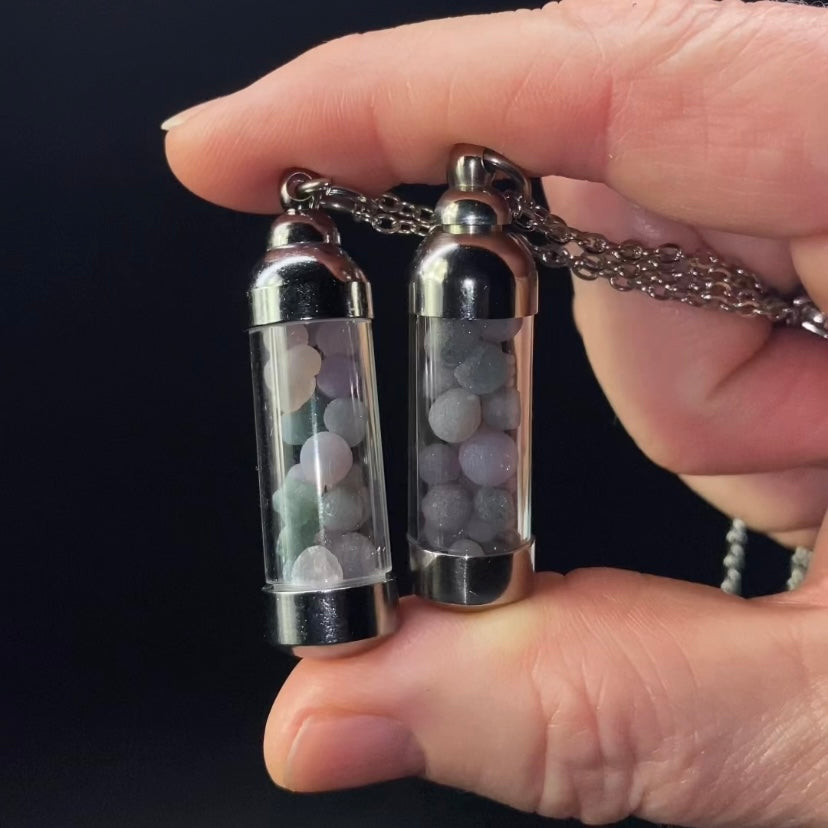 Botryoidal Amethyst / Grape Agate Filled Pendant Necklace