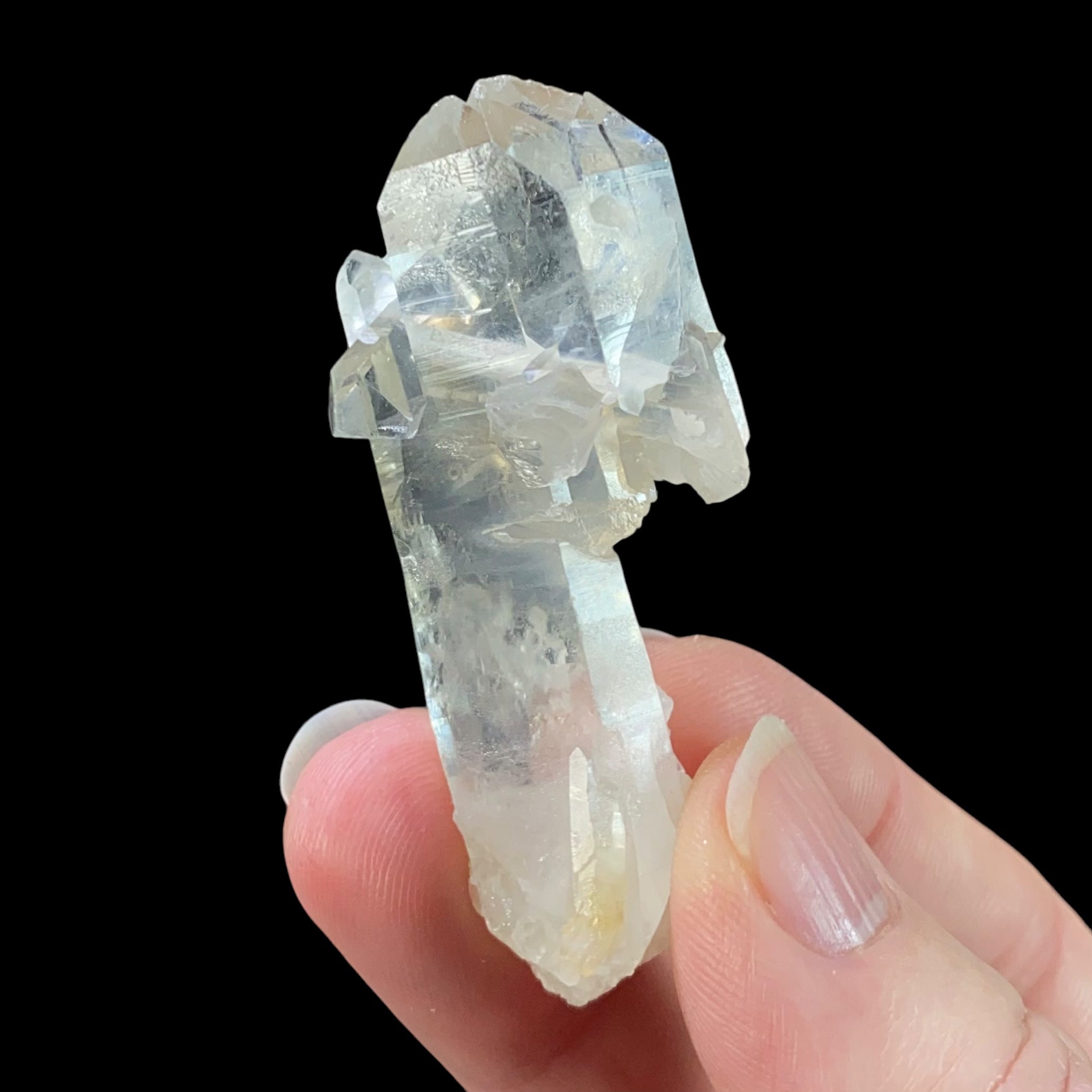 Double Terminated Tabular Bone Quartz Crystal with Halloysite Inclusions