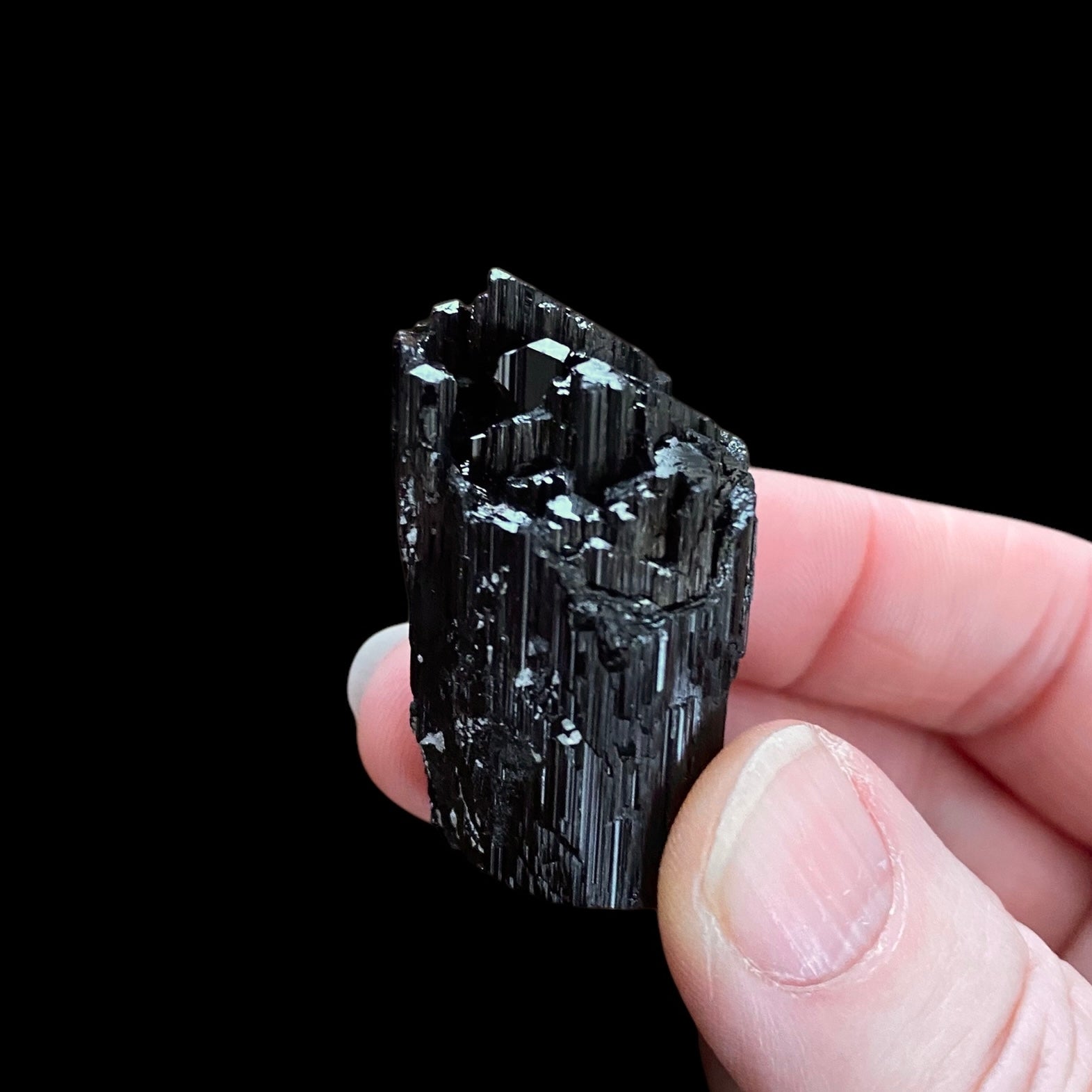 Etched Black Tourmaline Schorl Crystal