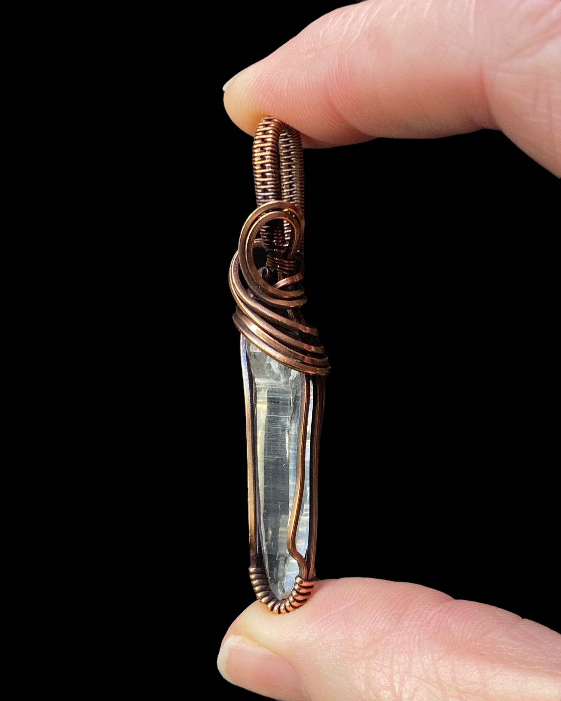 Himalayan Laser Quartz & Copper Wire Wrapped Handmade Pendant