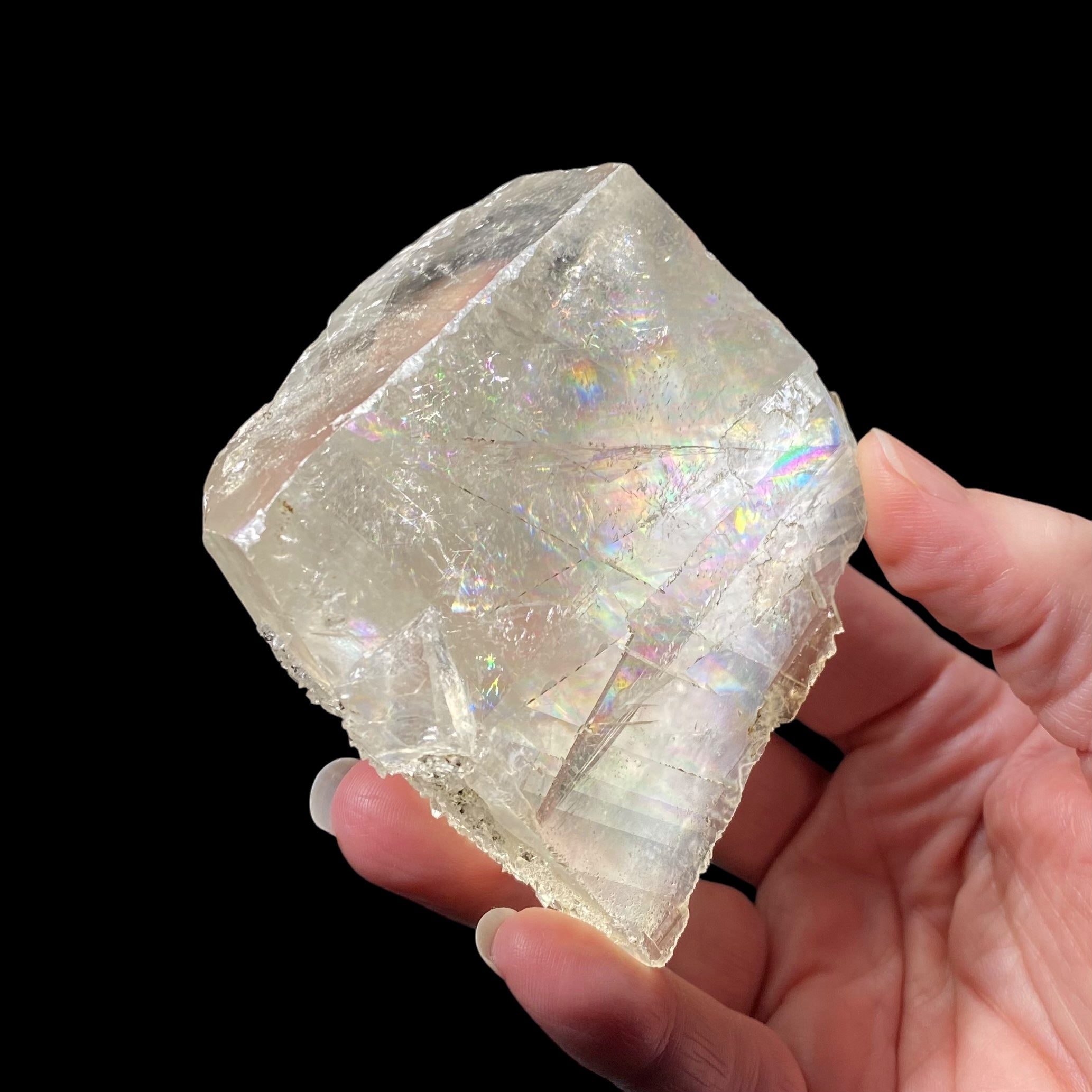 Light Golden Calcite Crystal with Rainbows Galore