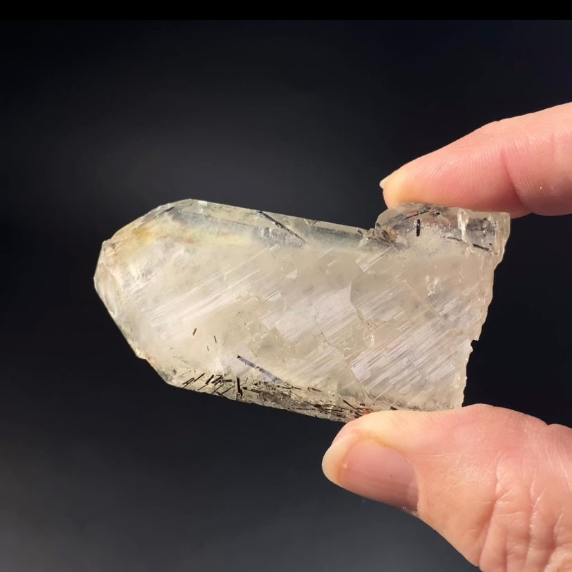 Tabular Quartz Crystal with Black Tourmaline Inclusions