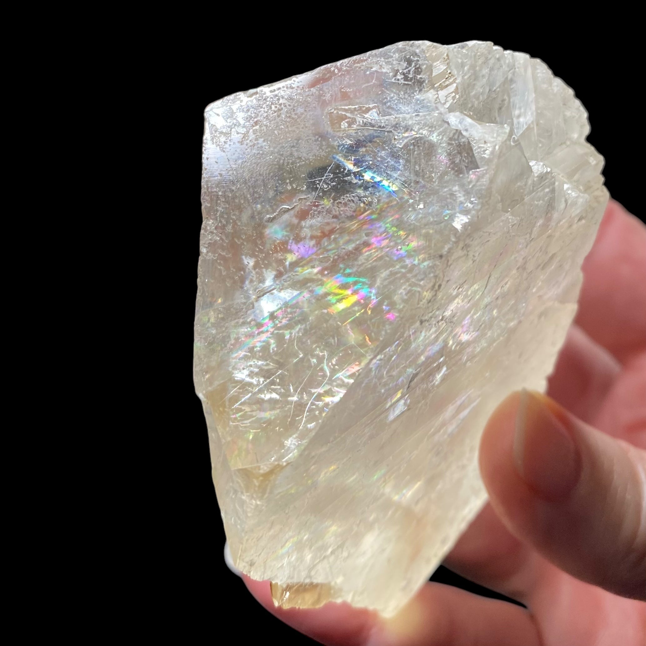 Light Golden Calcite Crystal with Rainbows Galore