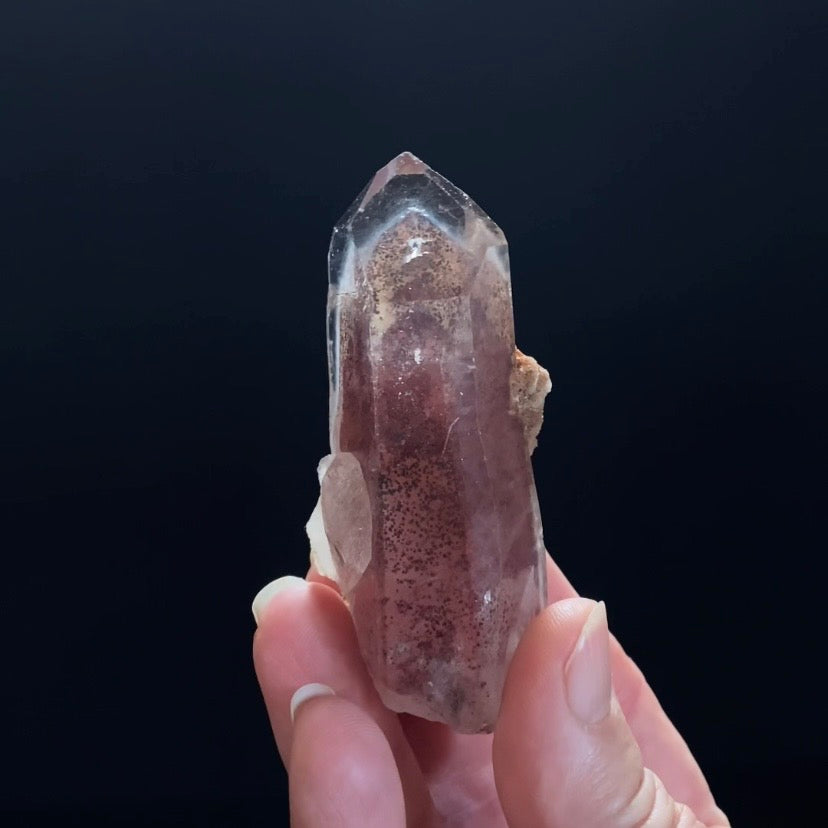 Red Hematite Double Phantom Sunset Quartz Crystal - Tamil Nadu, India