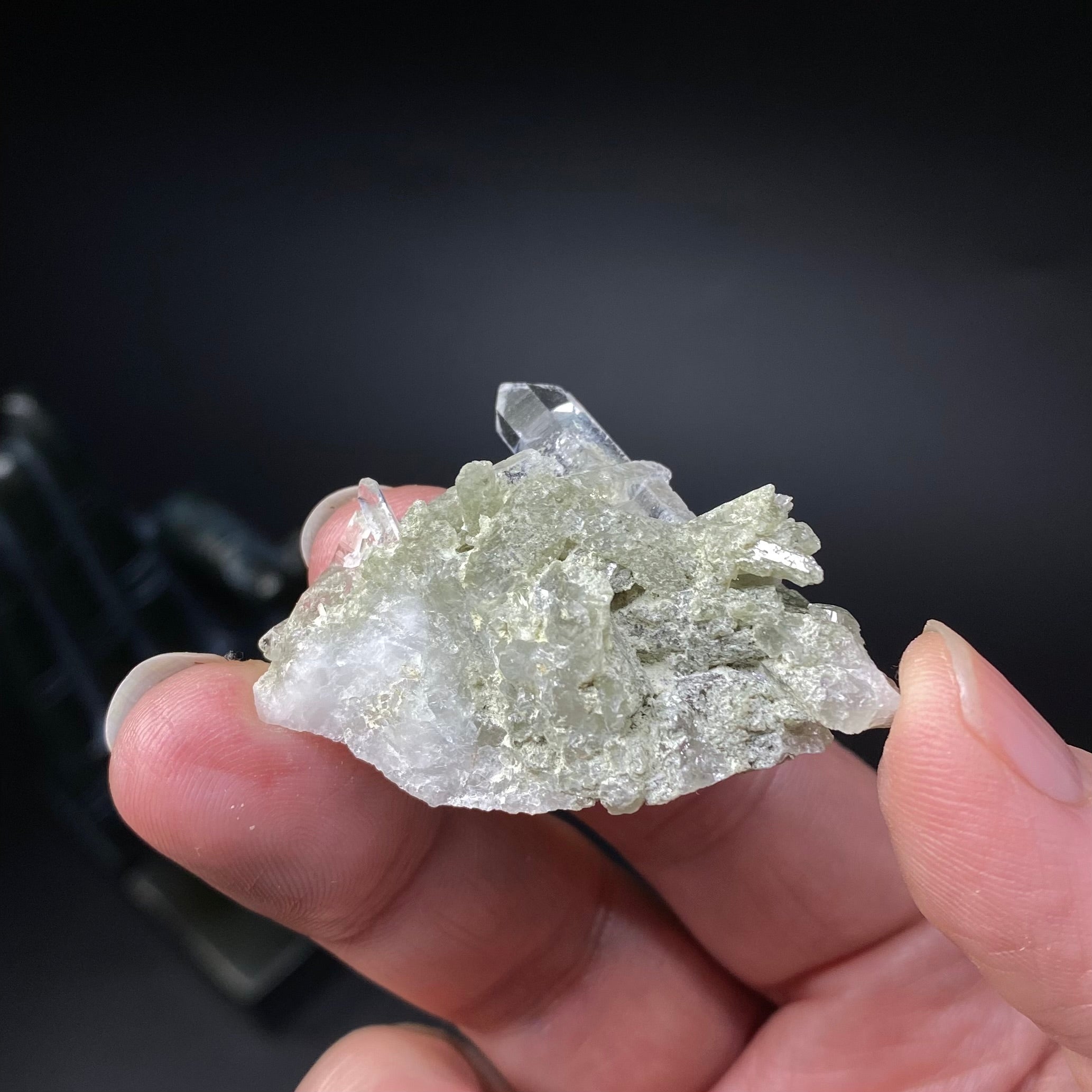 Small Chlorite Included Quartz Cluster