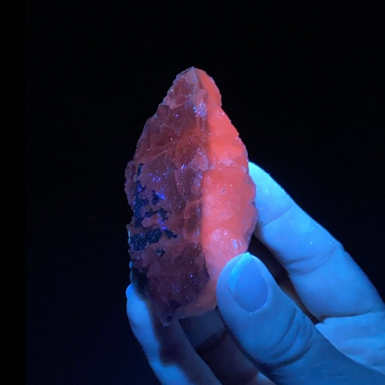 Rainbow Pyrite with Fluorescent Calcite from Trepca Mine Complex, Kosovo