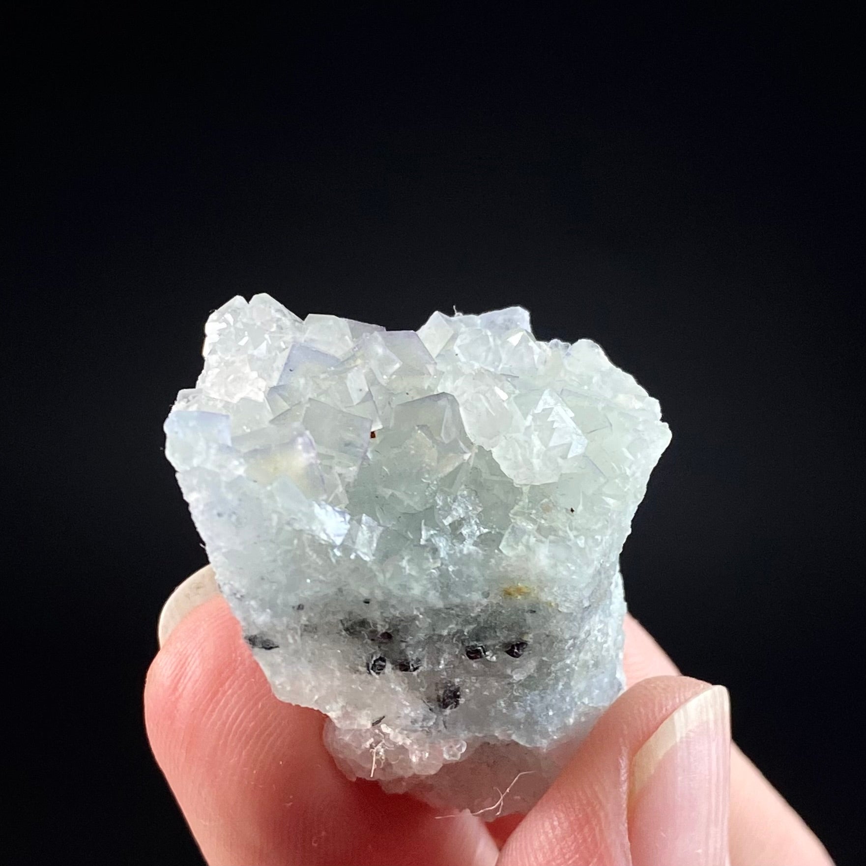 Pale Green Cubic Fluorite Cluster from El Hammam Mine, Morocco