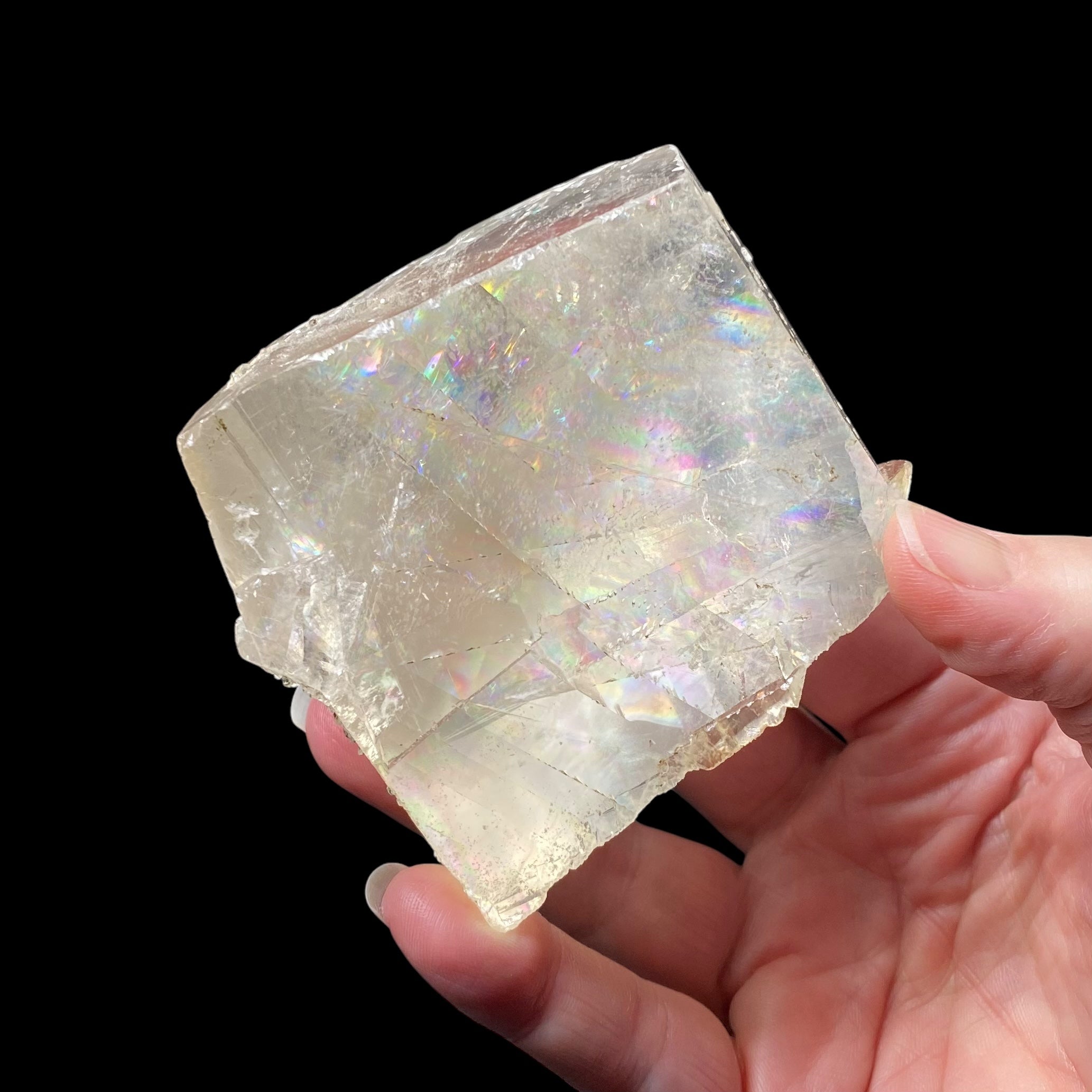 Light Golden Calcite Crystal with Rainbows Galore