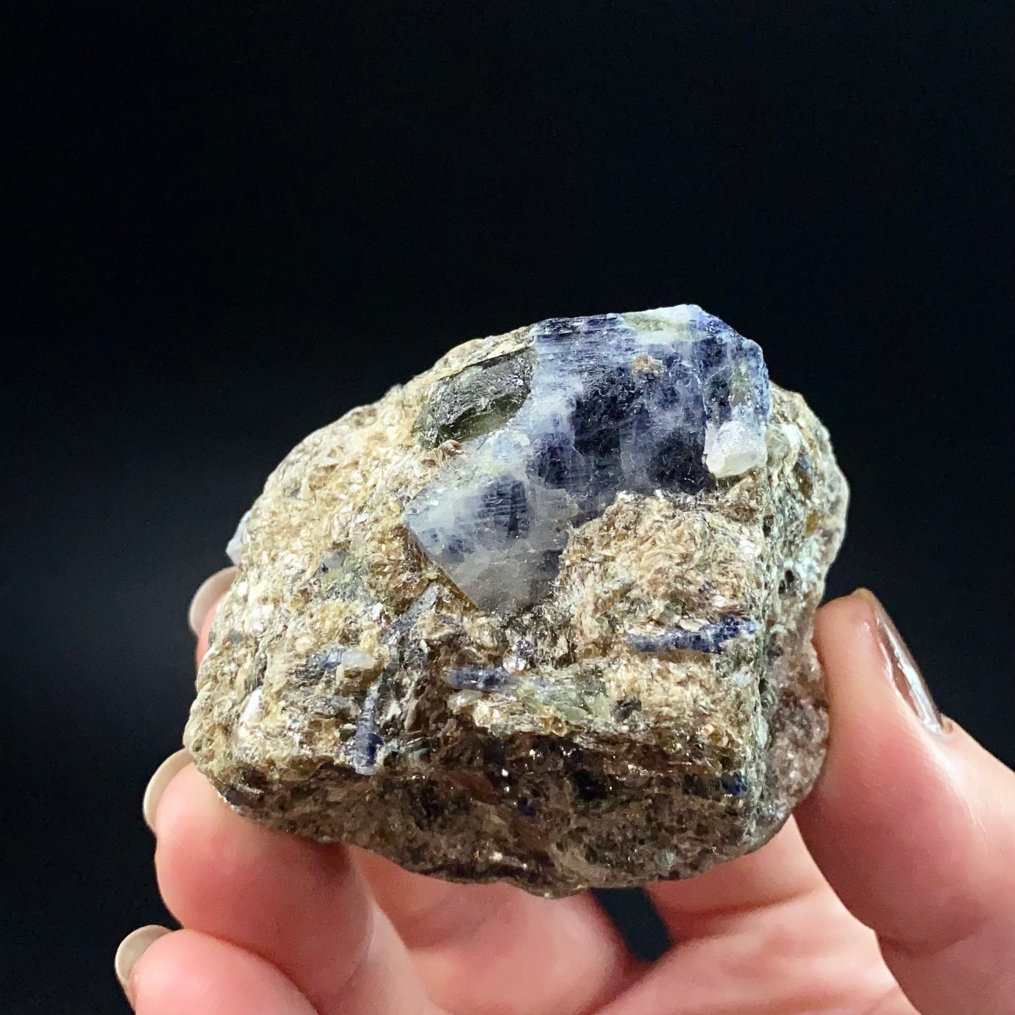 Sapphire with Dravite Tourmaline in a Mica Schist Matrix