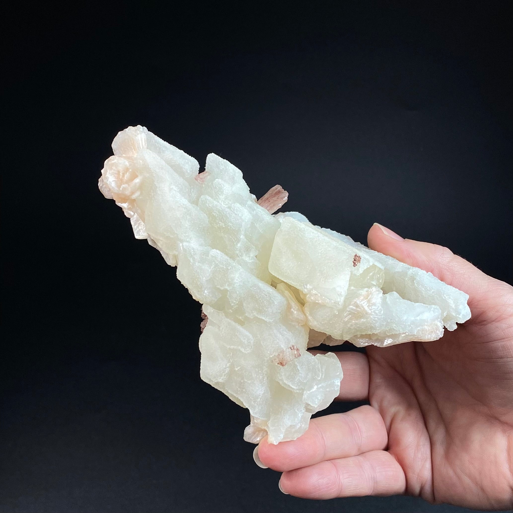 Unique Cluster of Calcite Rhombohedrons with Red Heulandite & Stilbite