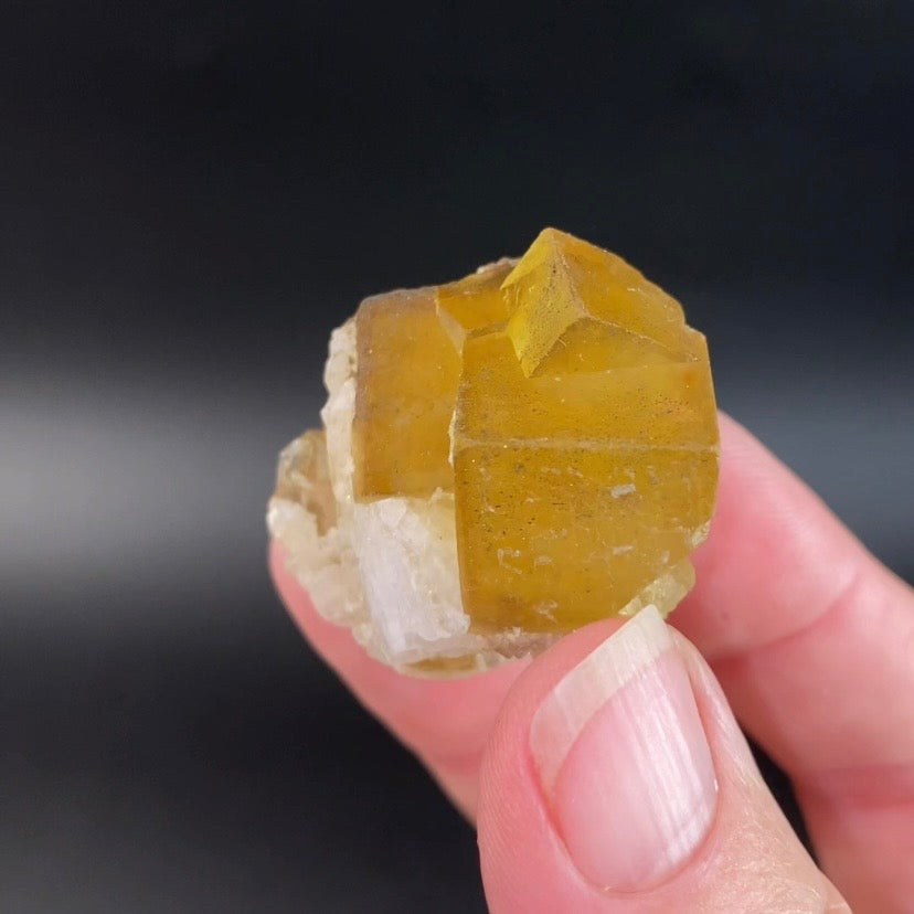 Yellow Moscona Cubic Fluorite Cluster from Asturias Spain - Phosphorescent