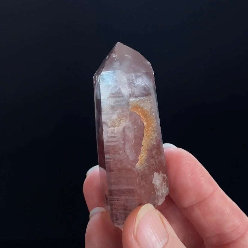 Red Hematite Double Phantom Sunset Quartz Crystal - Tamil Nadu, India