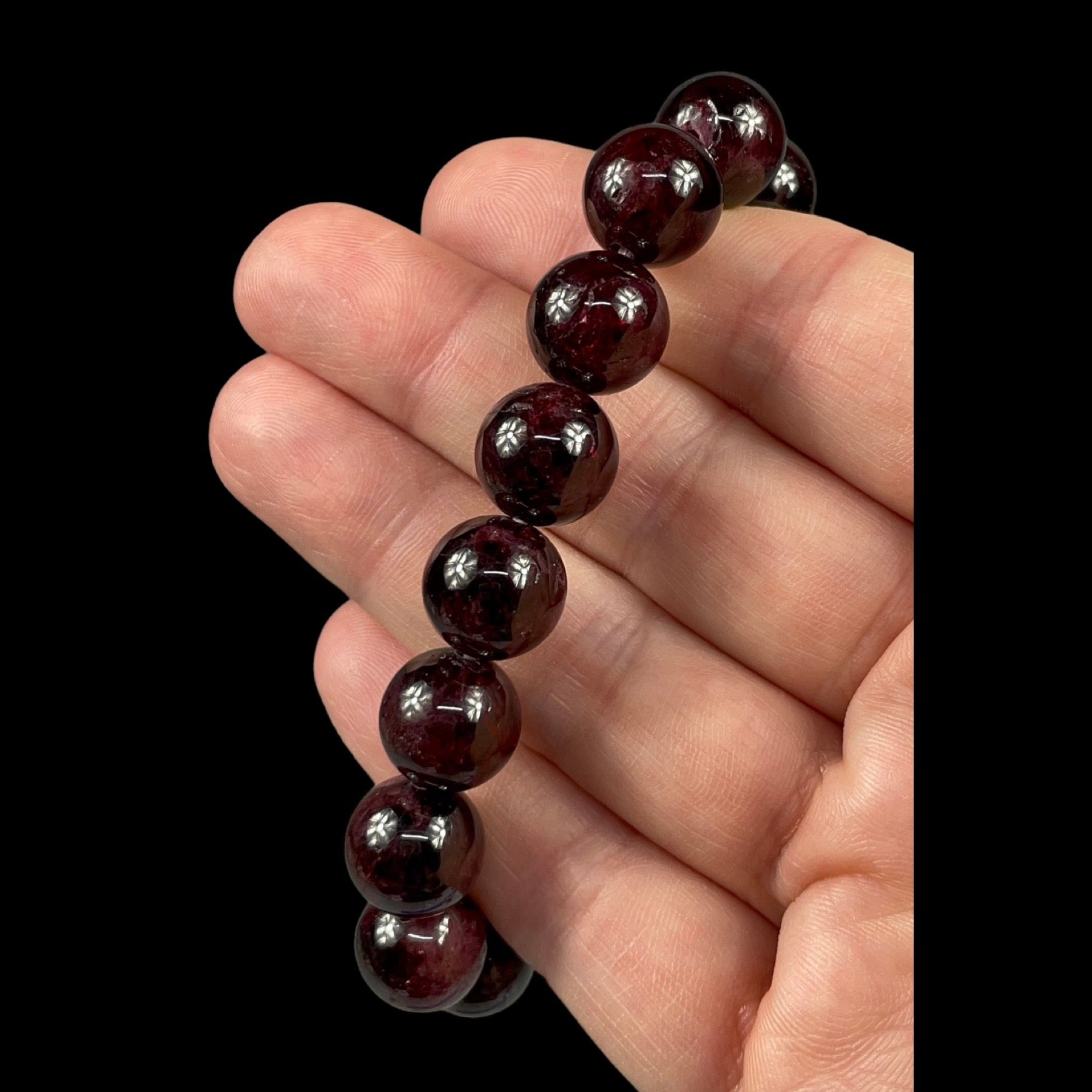 Red 10mm Garnet Bead Stretch Bracelet