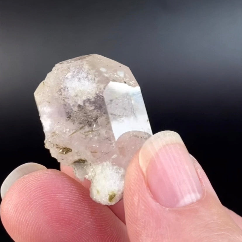 Pink Morganite Crystal with Green Tourmaline & Albite var Cleavelandite