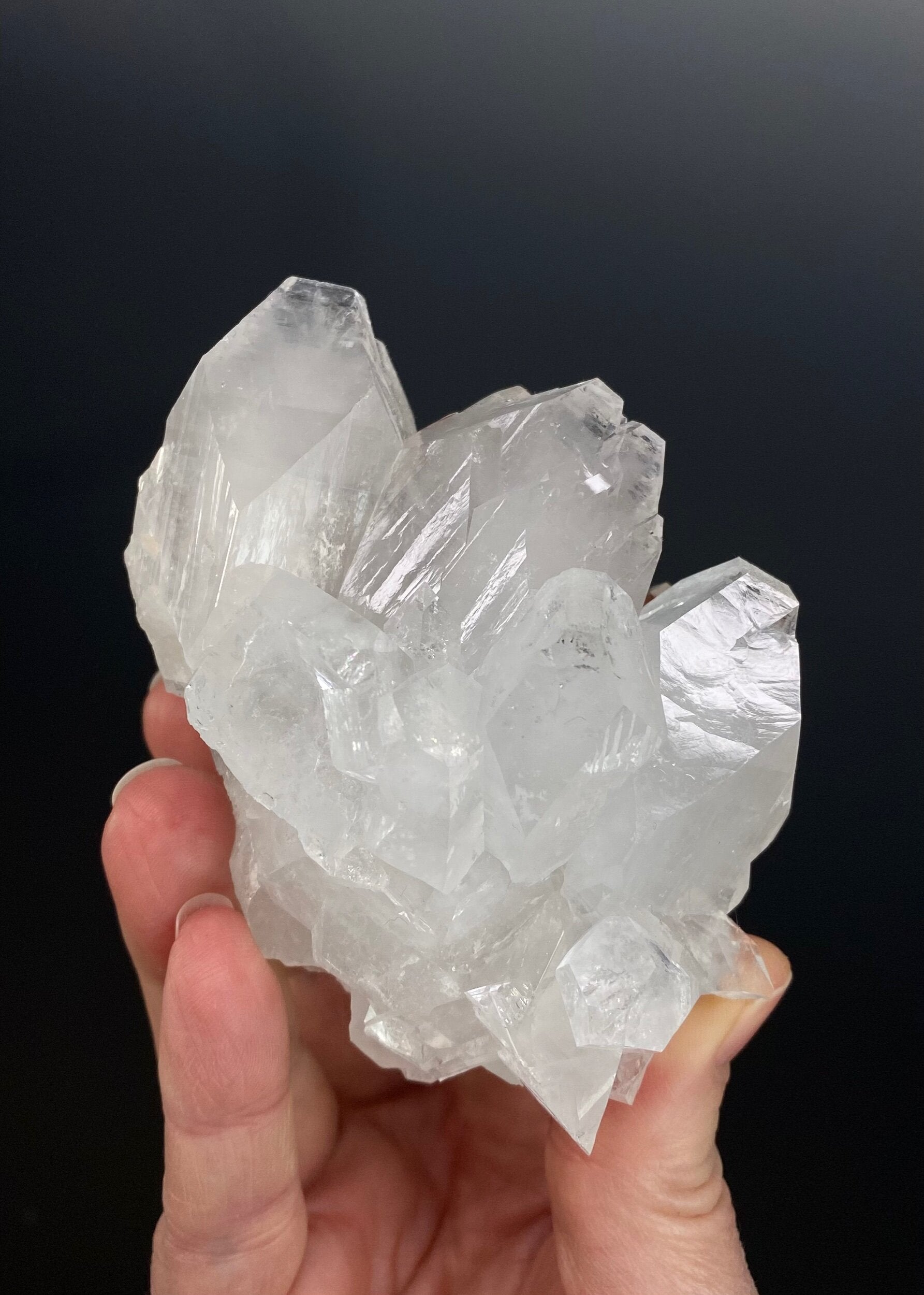 Clear Apophyllite Crystal Cluster with Hematite from Jalgaon, Maharashtra, India