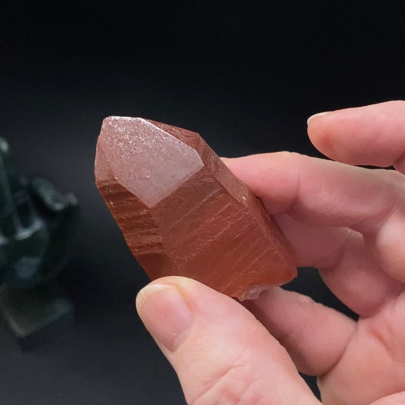 Red Hematite Channeling Quartz Crystal from Tourash, Morocco