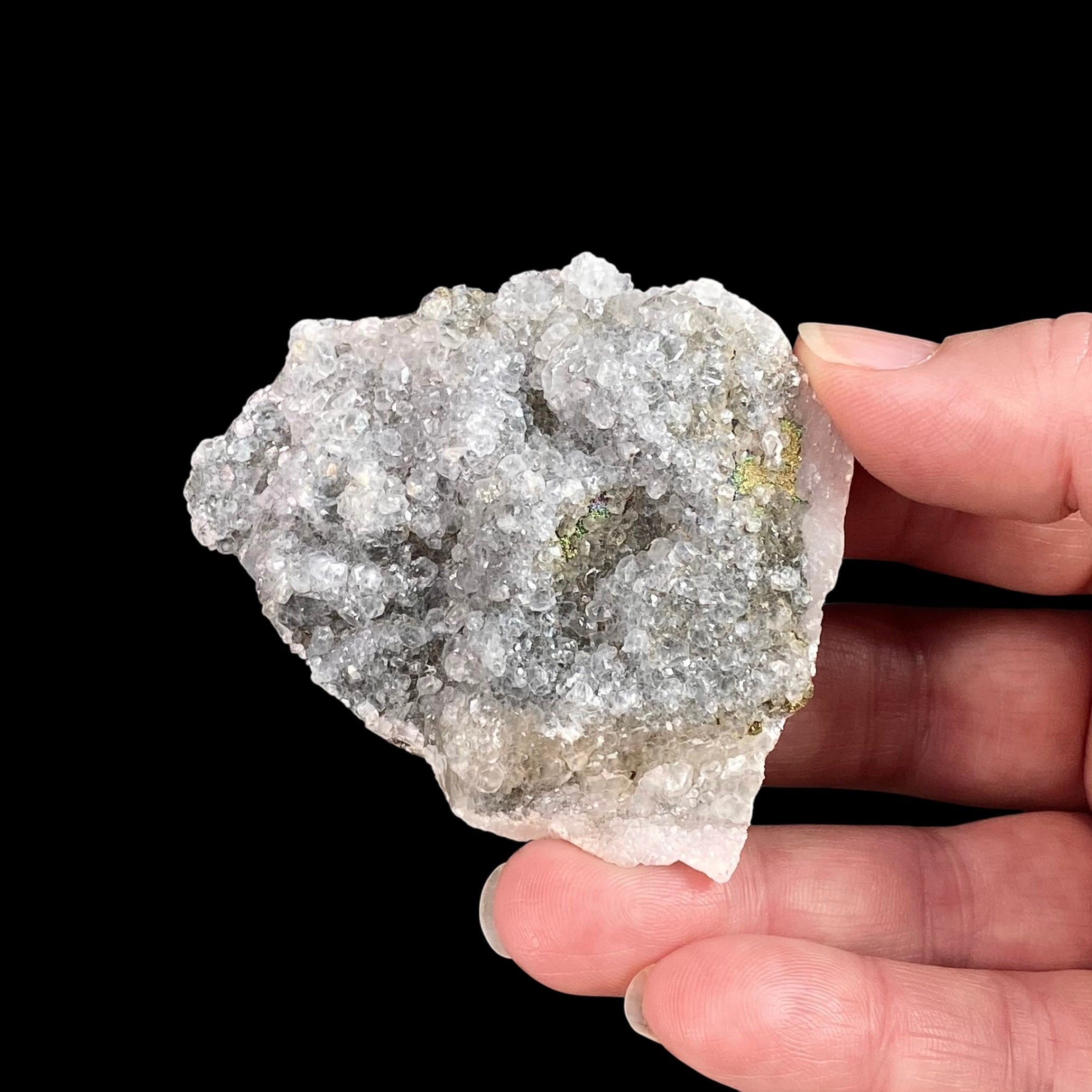 Iridescent Pyrite with Fluorescent Calcite from Trepca Mine Complex, Mitrovica, Kosovo