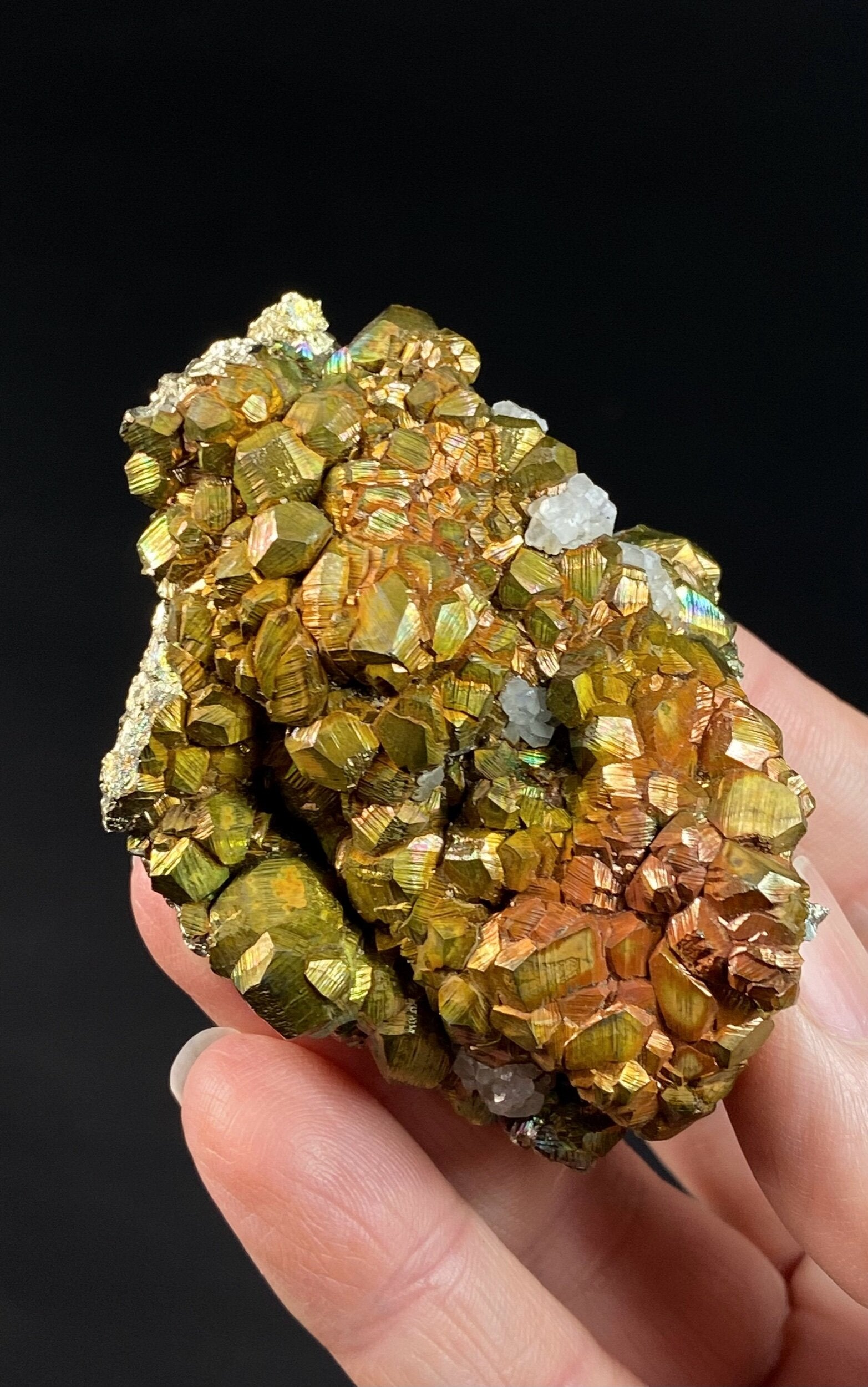 Iridescent Pyrite & Calcite Cluster from Trepca Mines, Kosovo