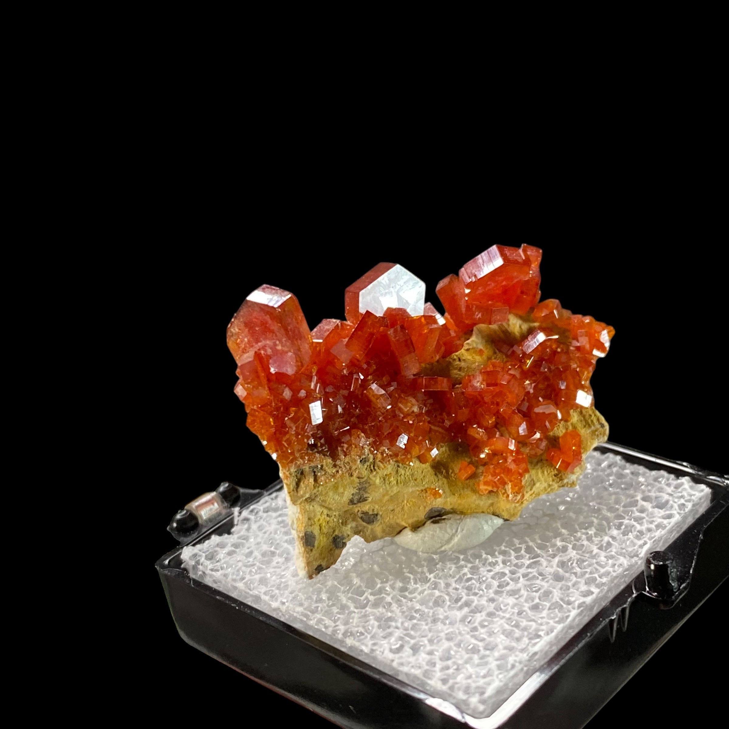 Gemmy Vanadinite Thumbnail Size Cluster in Perky Box