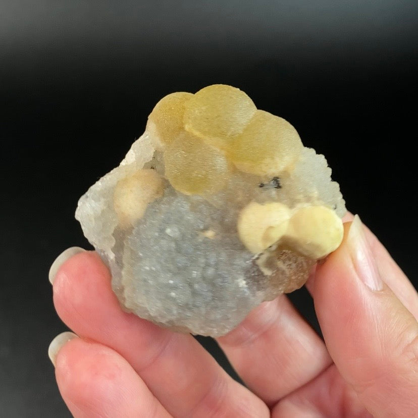 Botryoidal Fluorite on Quartz, Mahodari, Nashik District, Maharashtra, India