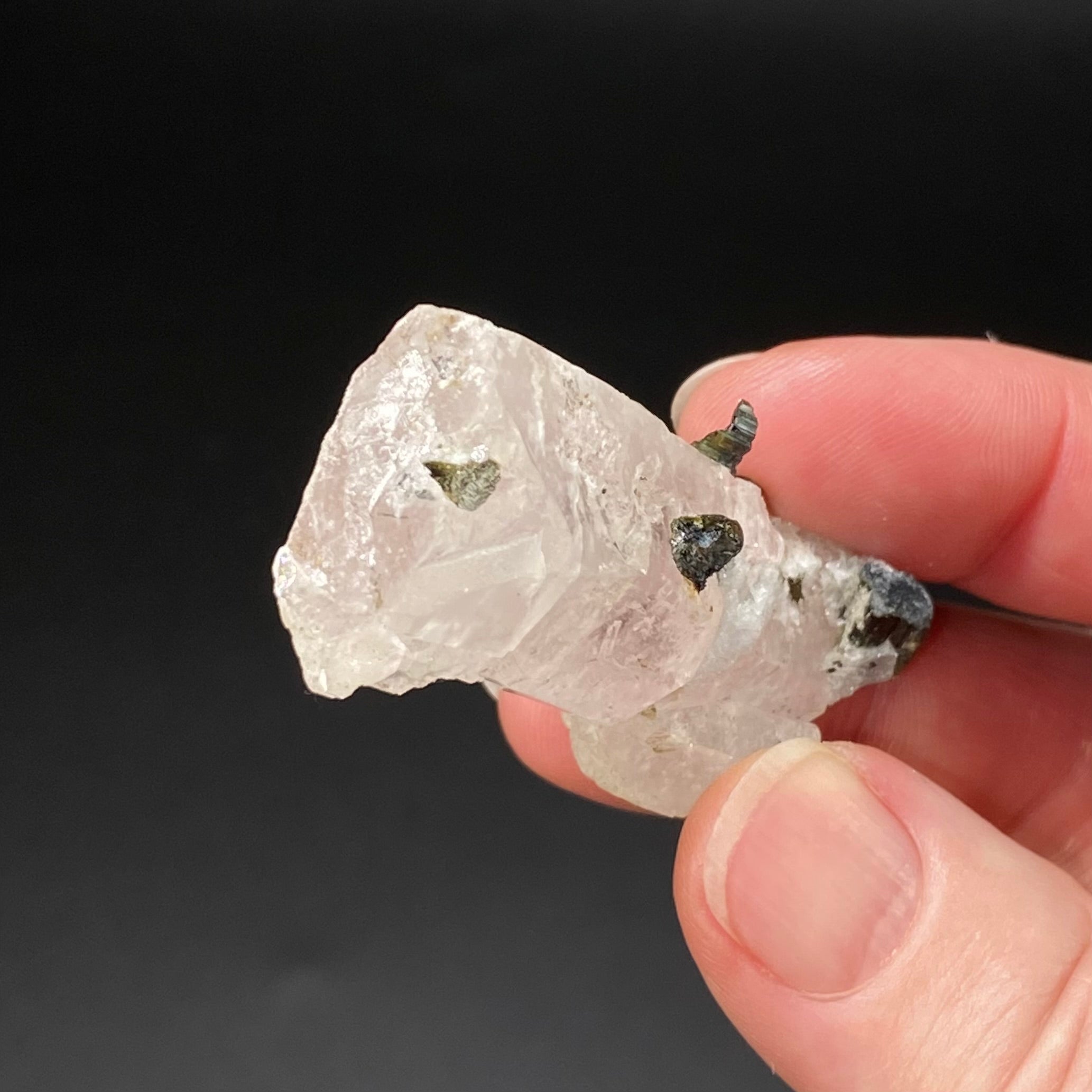 Morganite Crystal with Green Tourmaline & Quartz