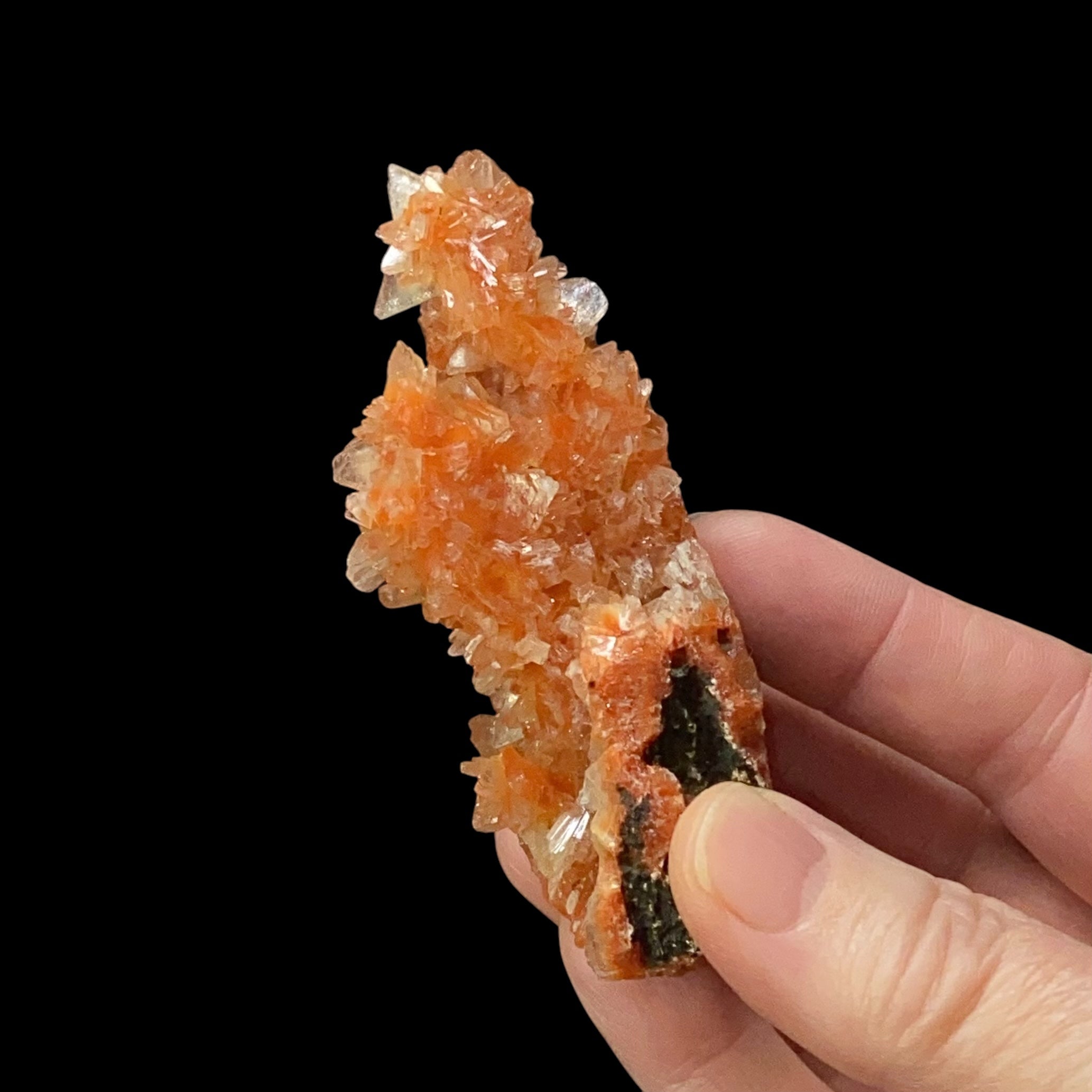 Orange & Clear Heulandite Fan Crystal Cluster