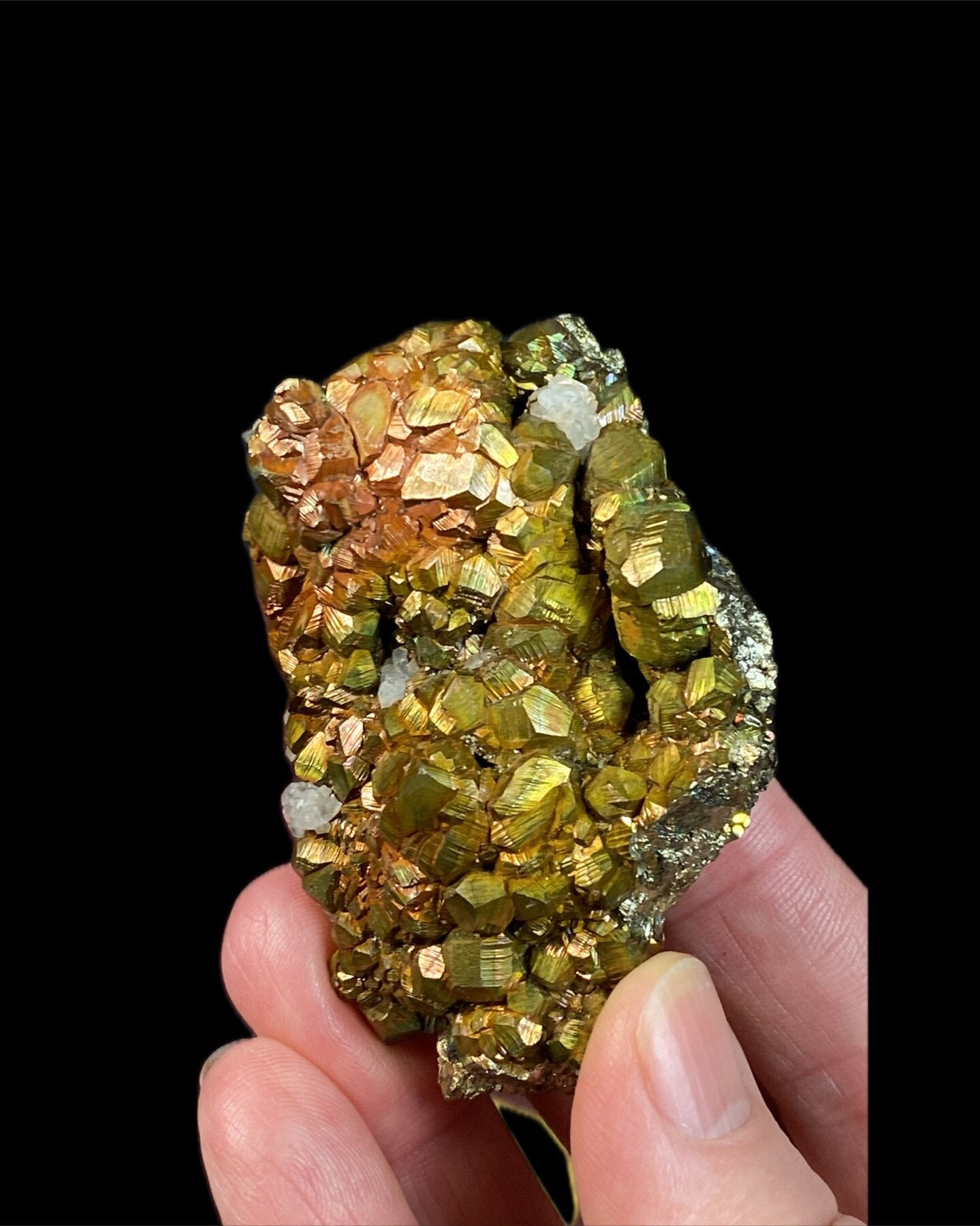 Iridescent Pyrite & Calcite Cluster from Trepca Mines, Kosovo