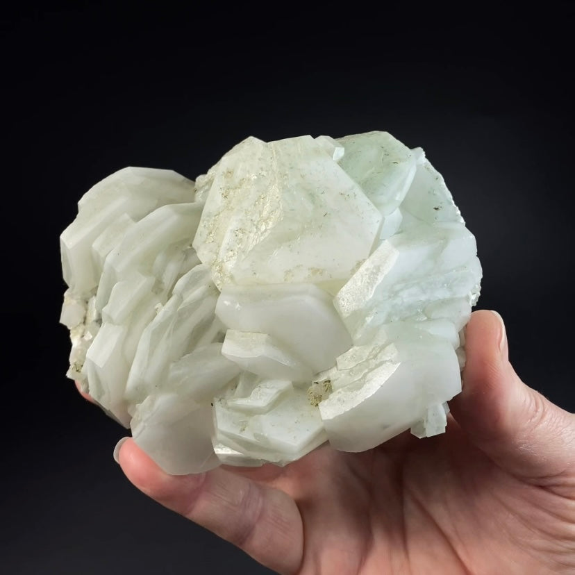 Fluorescent Hexagonal Sandwich Calcite Crystal Cluster