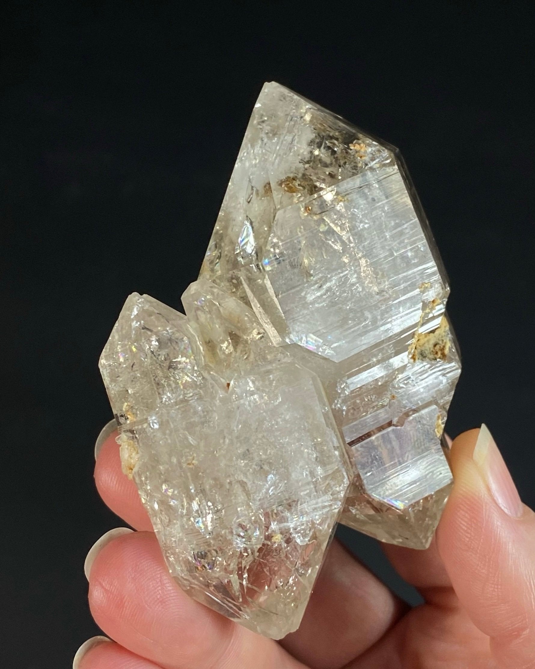 Double Terminated Twin Fenster Skeletal Quartz Crystal Cluster