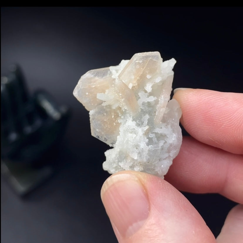 Gemmy Stilbite Crystals with Chalcedony Stalactites from Jalgaon, Maharashtra, India