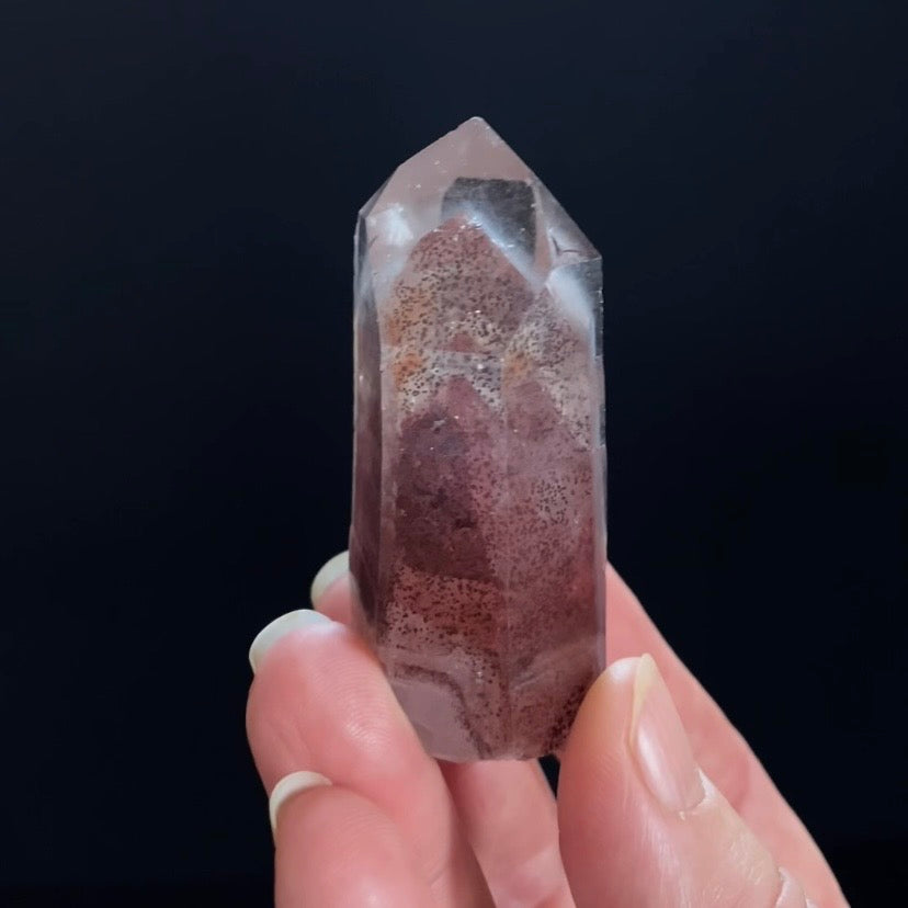 Red Hematite Double Phantom Sunset Quartz Crystal - Tamil Nadu, India