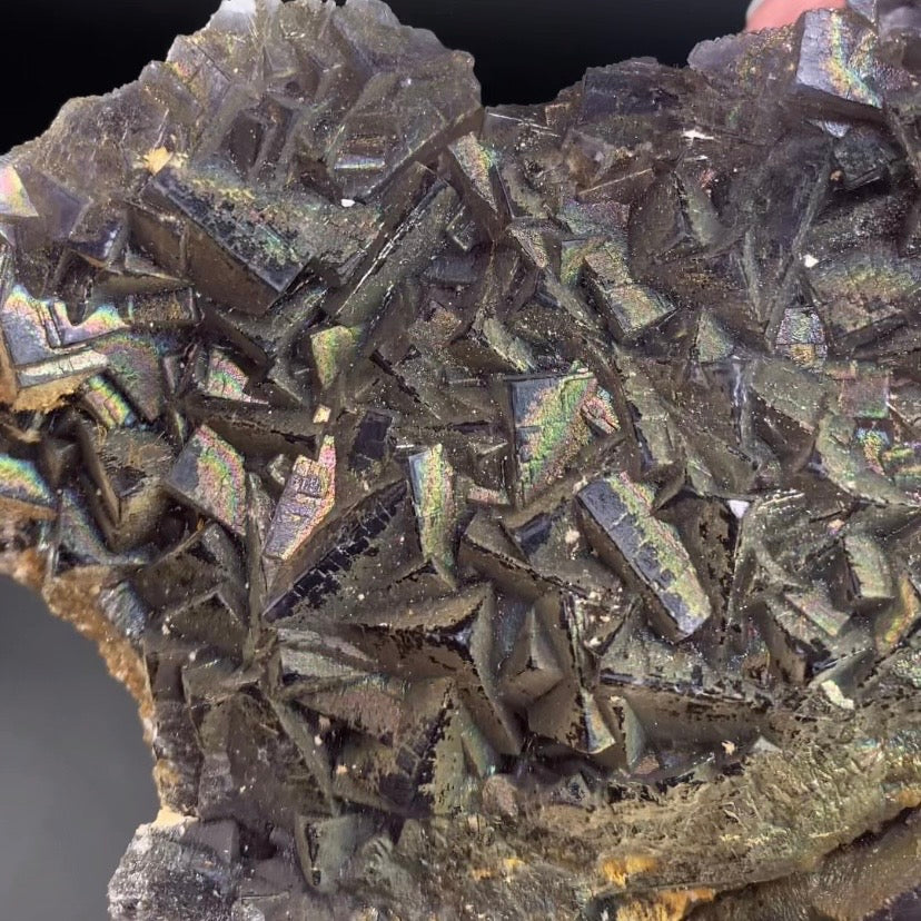 Rainbow Iridescent Purple Cubic Fluorite Cluster