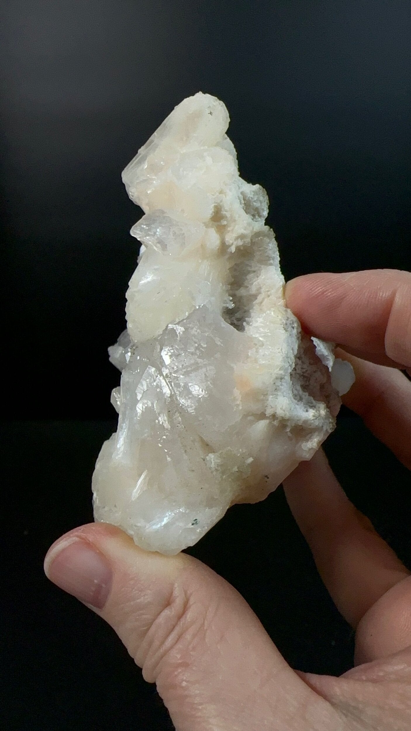 White / Clear Heulandite Fan & Peach Stilbite on Mordenite Matrix