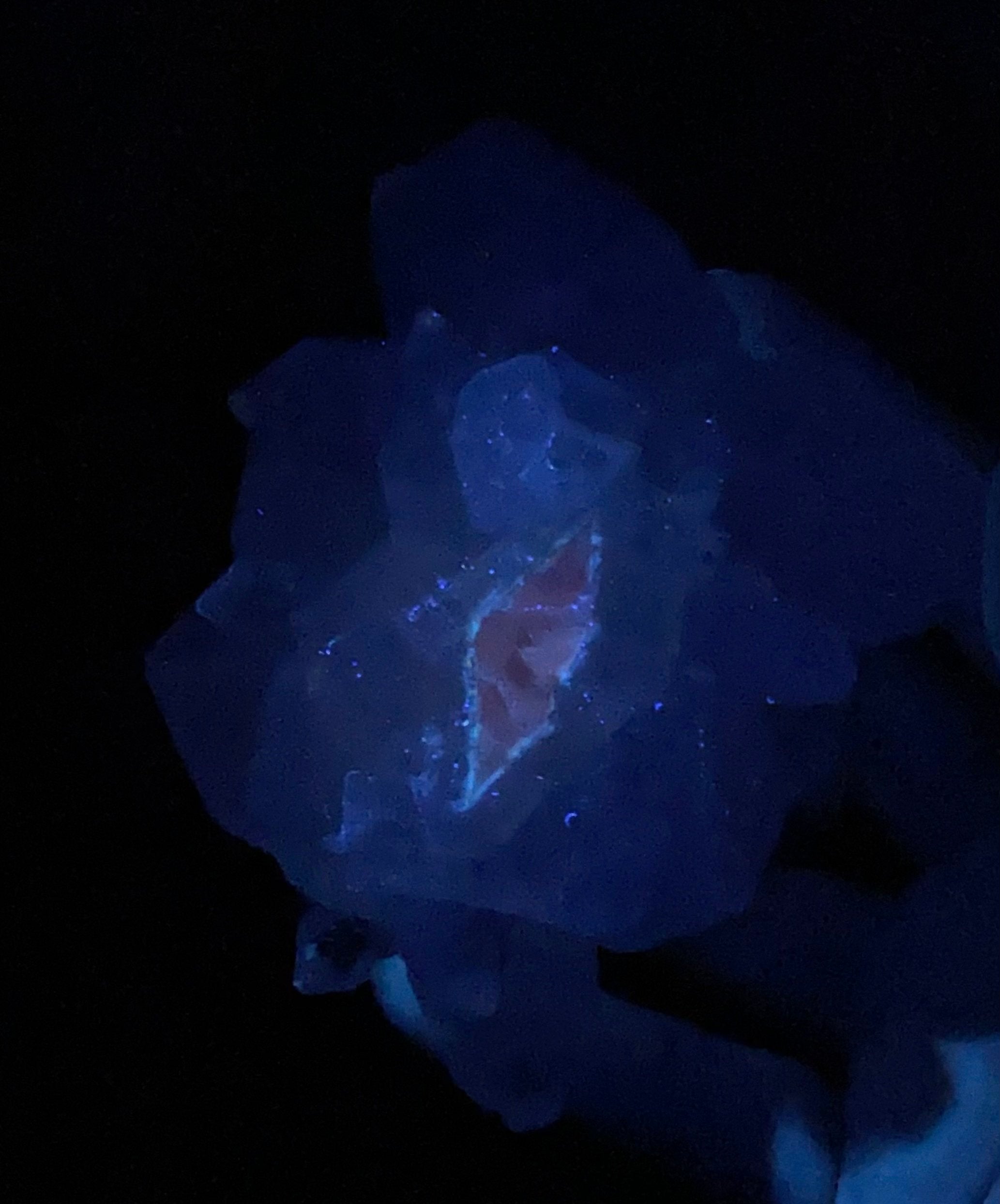 Clear Apophyllite Crystal Cluster with Stilbite & Fluorescent Inclusions, from Jalgaon, Maharashtra, India