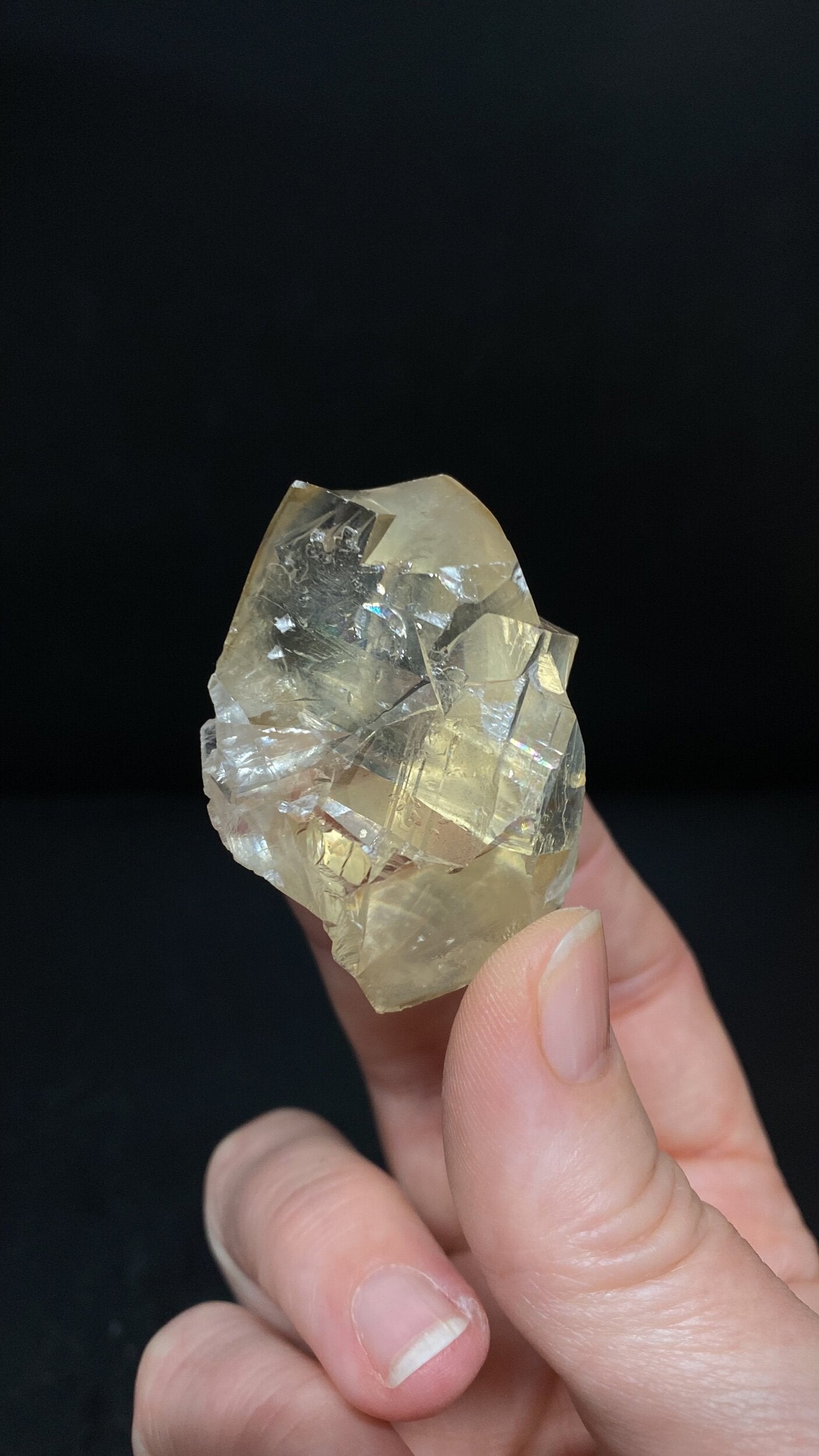 Light Golden Calcite Crystal with Rainbows