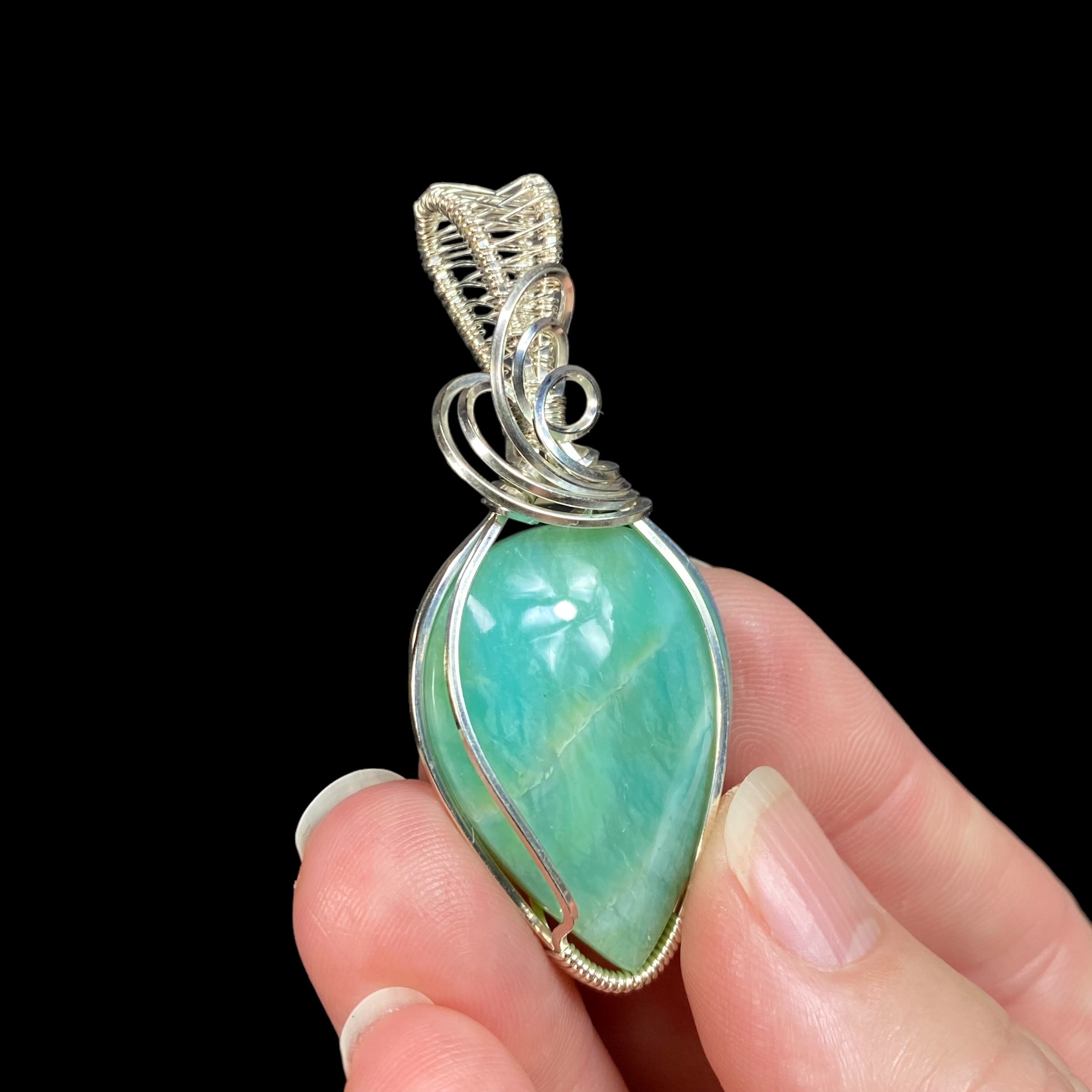 Opalized Petrified Wood & Sterling Silver Wire Wrapped Pendant