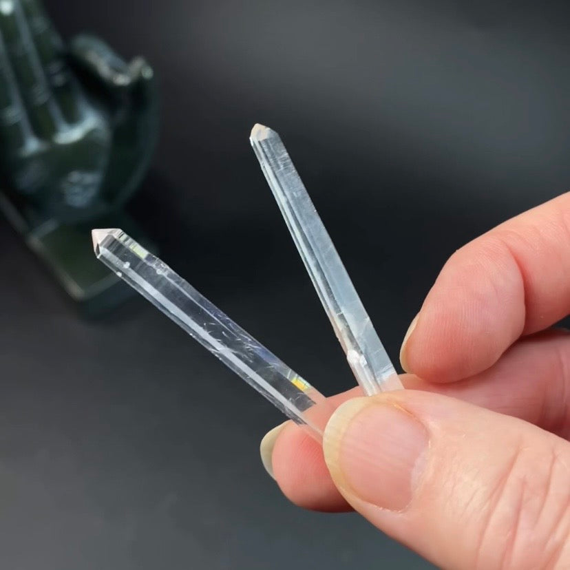 Singing Lemurian Quartz Crystal Pair from Santander, Colombia