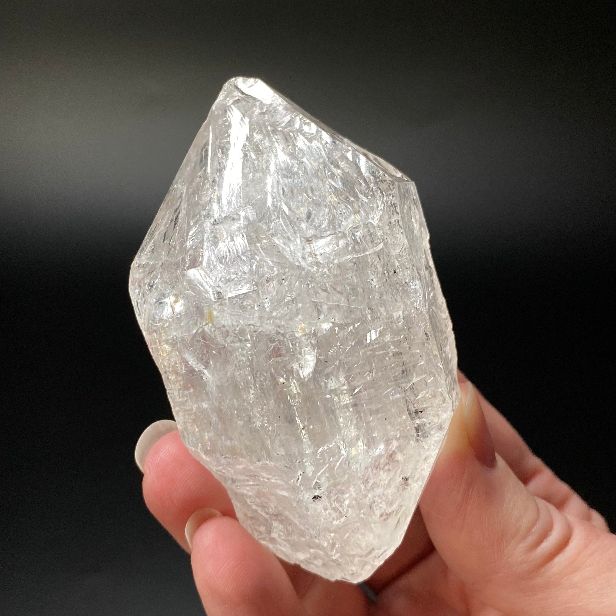 Double Terminated Clear Quartz Crystal with Rainbows