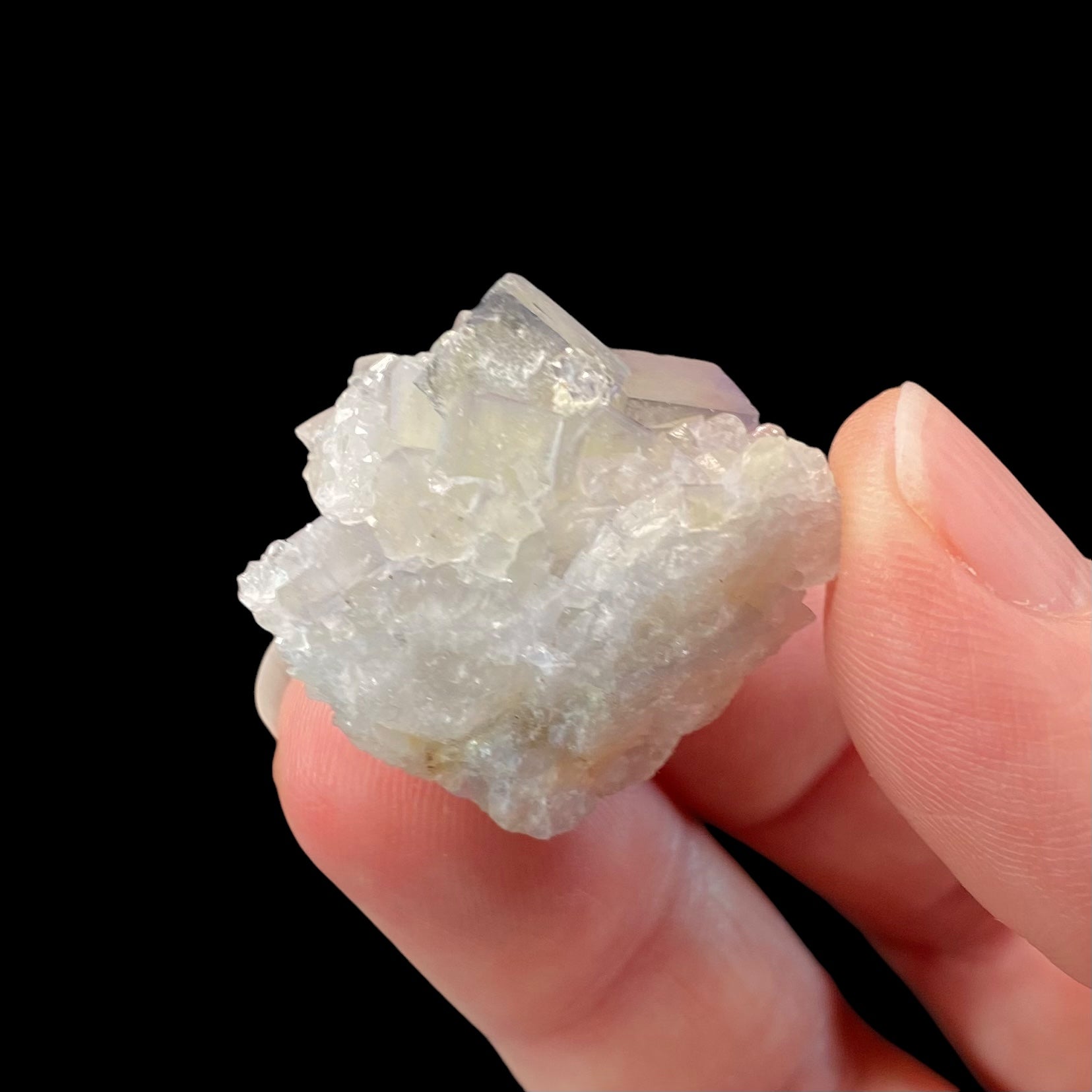 Lavender and Pale Green Fluorite Cluster with Clear Quartz