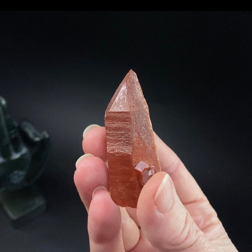 Red Hematite Channeling Quartz Crystal from Tourash, Morocco
